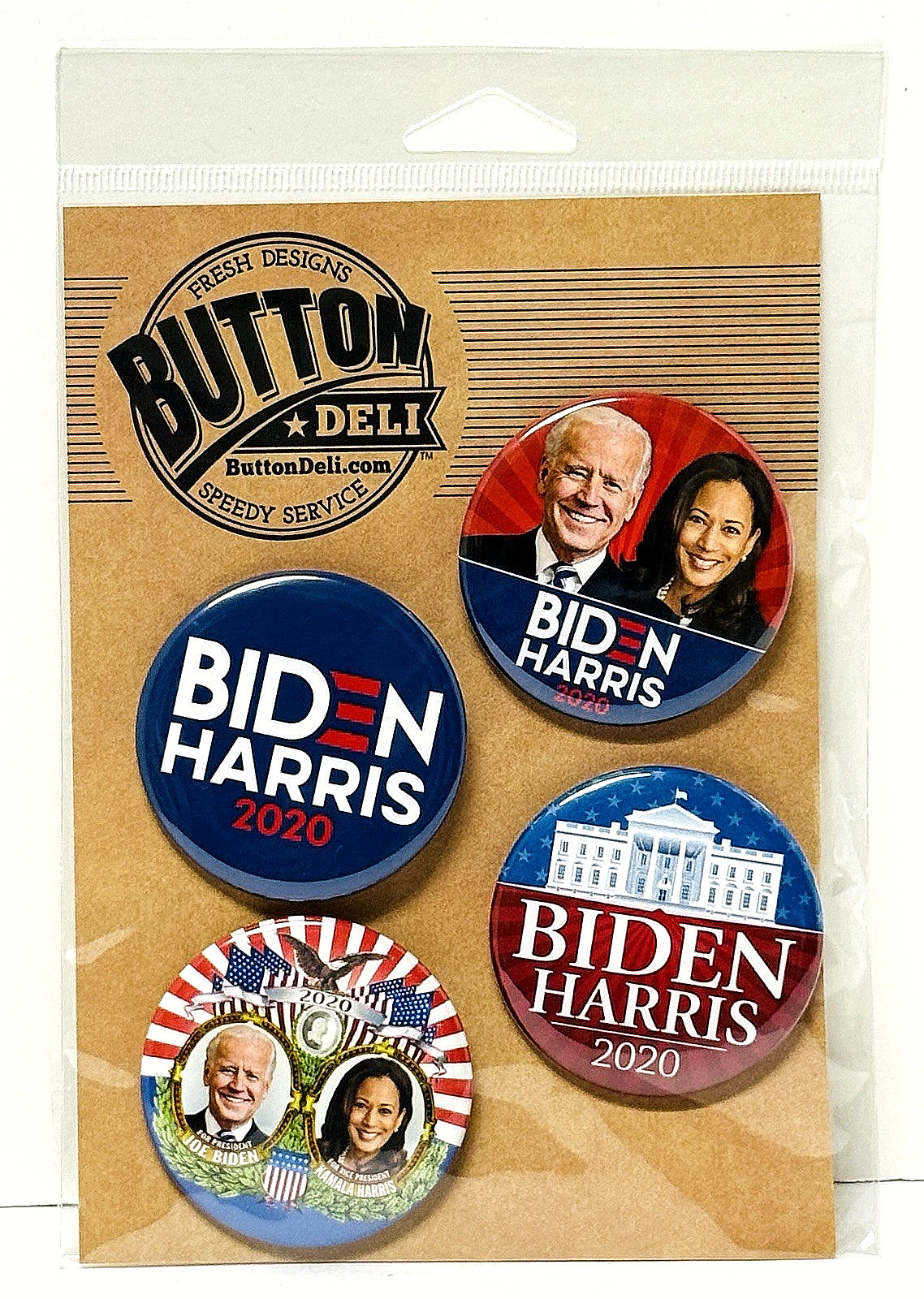 Set of 4 Biden Harris Presidential Political Buttons 2020 - ButtonDeli - NEW