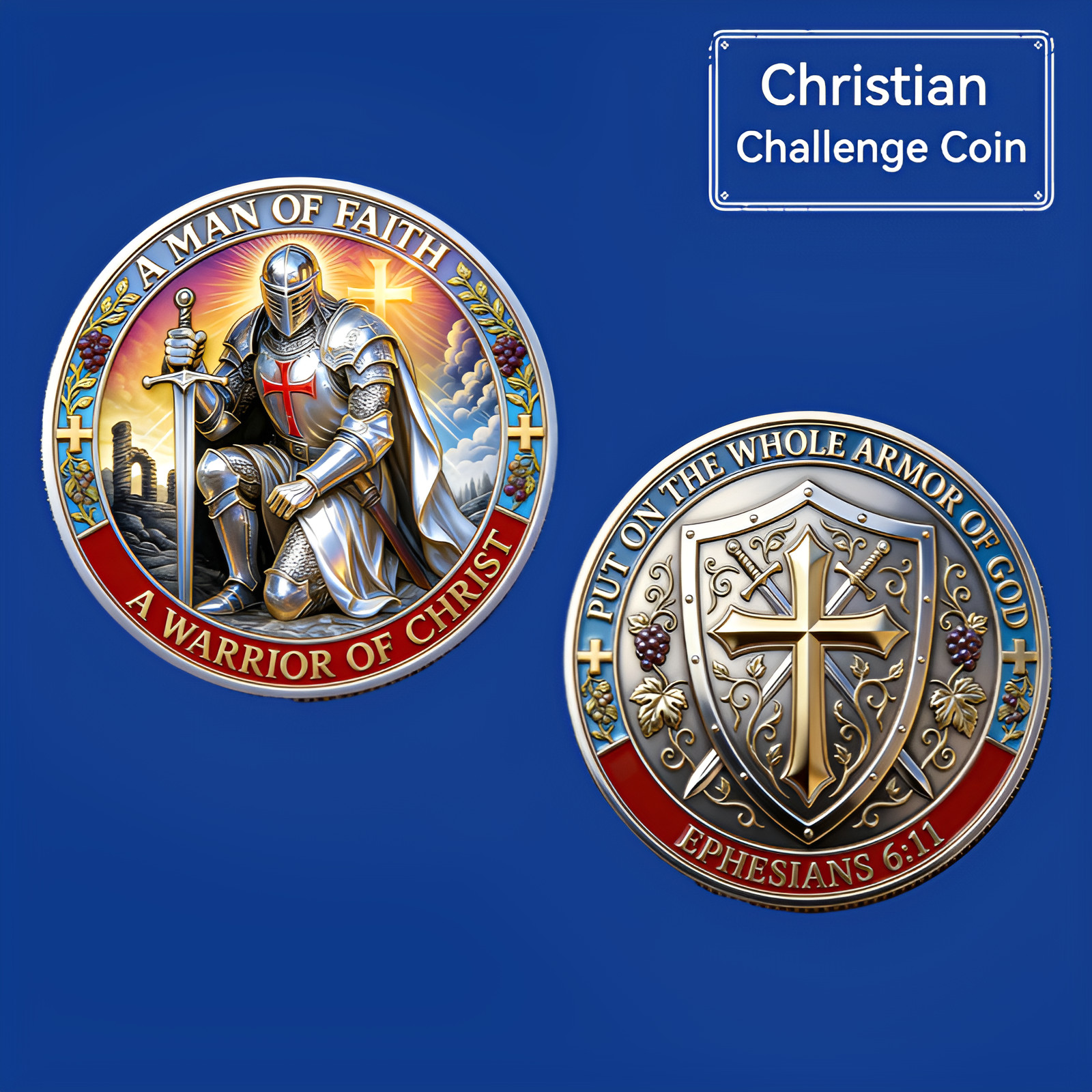 Christian Challenge Coin Warrior of Christ Ephesians 6:11 Collectible Faith Coin