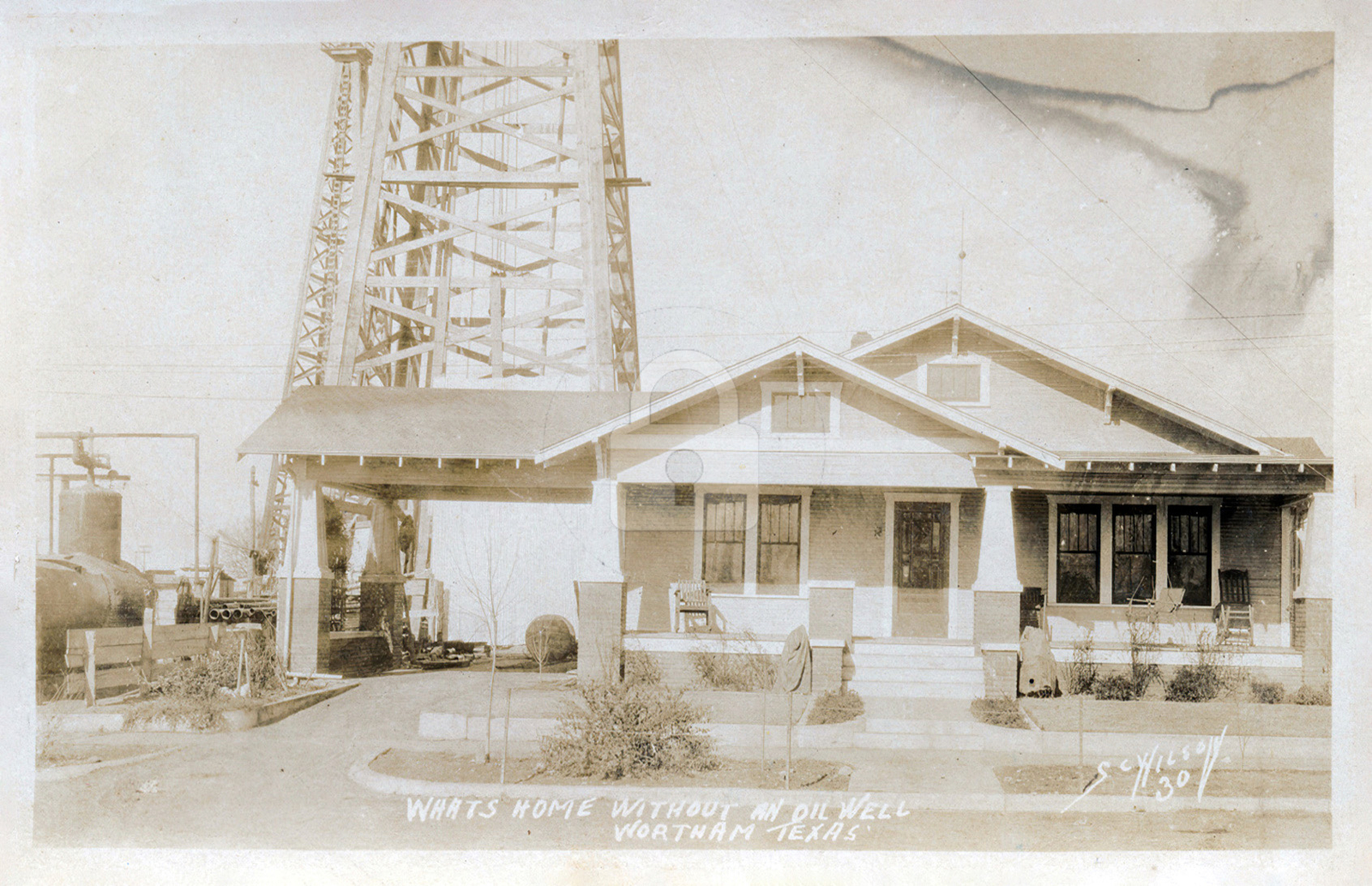 Whats Home Without An Oil Well Wortham Texas 1925 RPPC Photo Postcard Copy