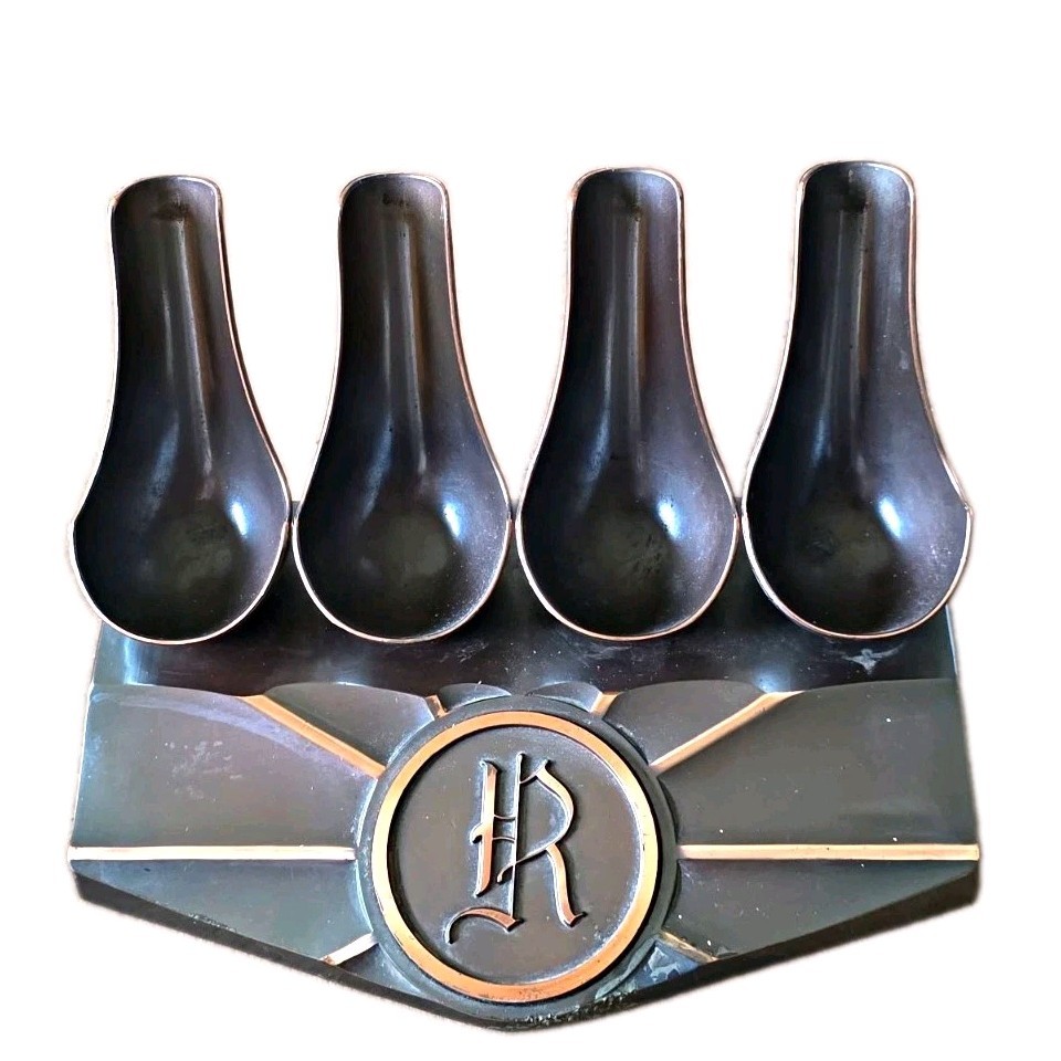 Hyde Park 4 Slot Tobacco Pipe Holder Stand With Monogram R Emblem Vintage Metal