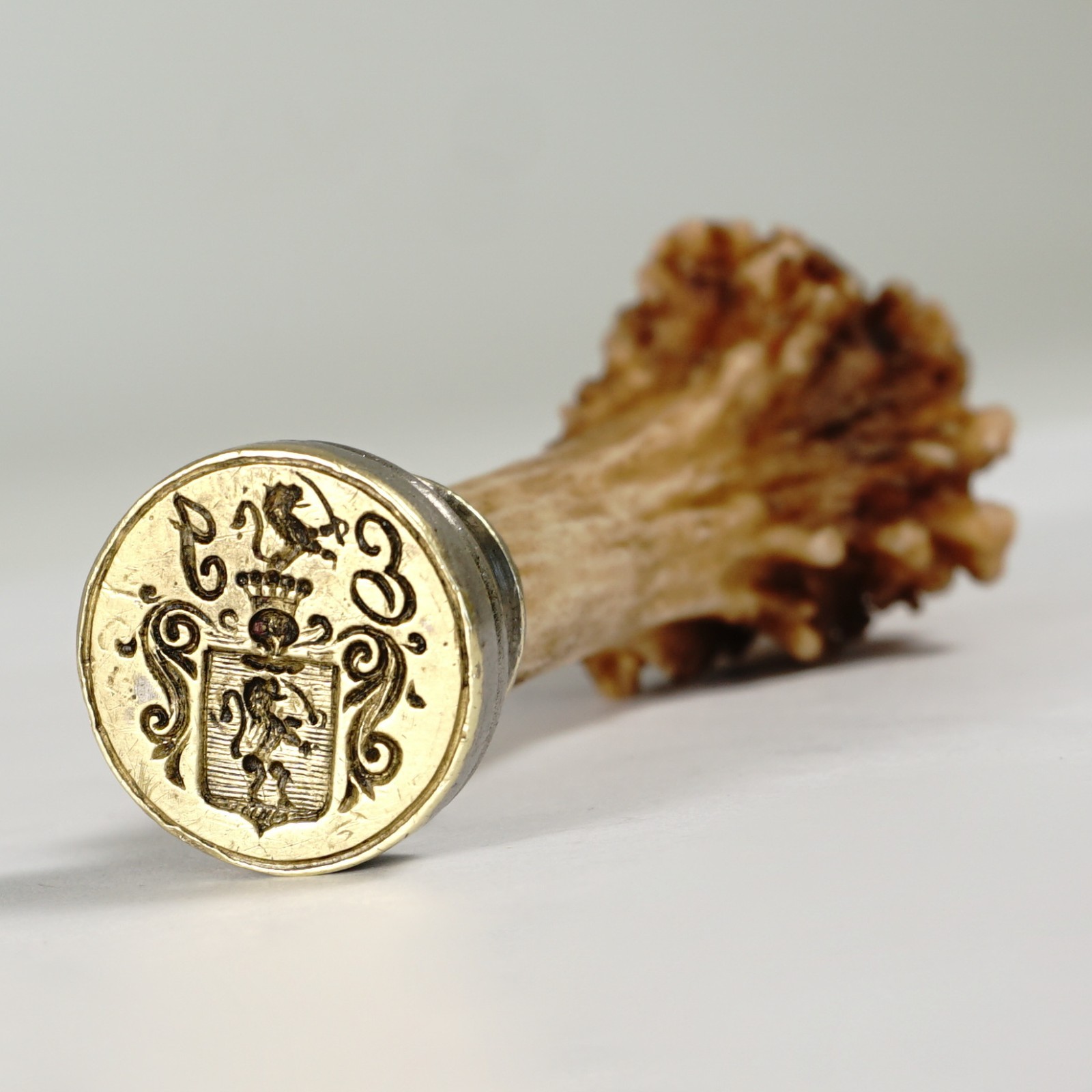 Antique French Wax Seal Desk Stamp de Chaignon Family Armorial Coat of Arms