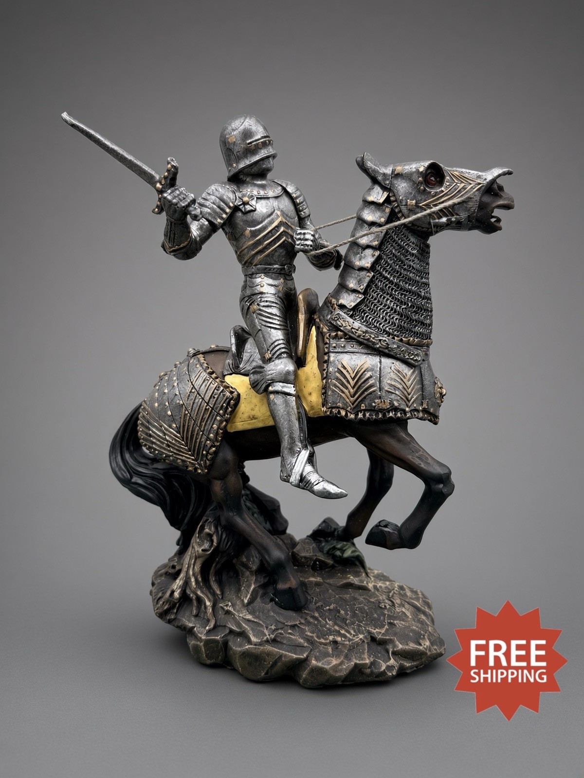 Pacific Giftware Knight On Horse 10954 Resin Crusader Figurine Statue - NIB