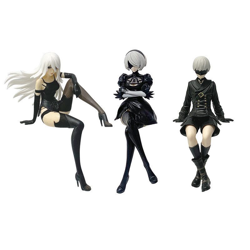 Anime NieR:Automata 2B 9S A2 Noodle Stopper PVC Figure Model 14cm Set Toy NO Box