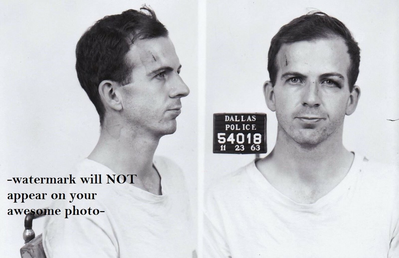 Lee Harvey Oswald MUG SHOT PHOTO Dallas, John F Kennedy Assassination, Jack Ruby