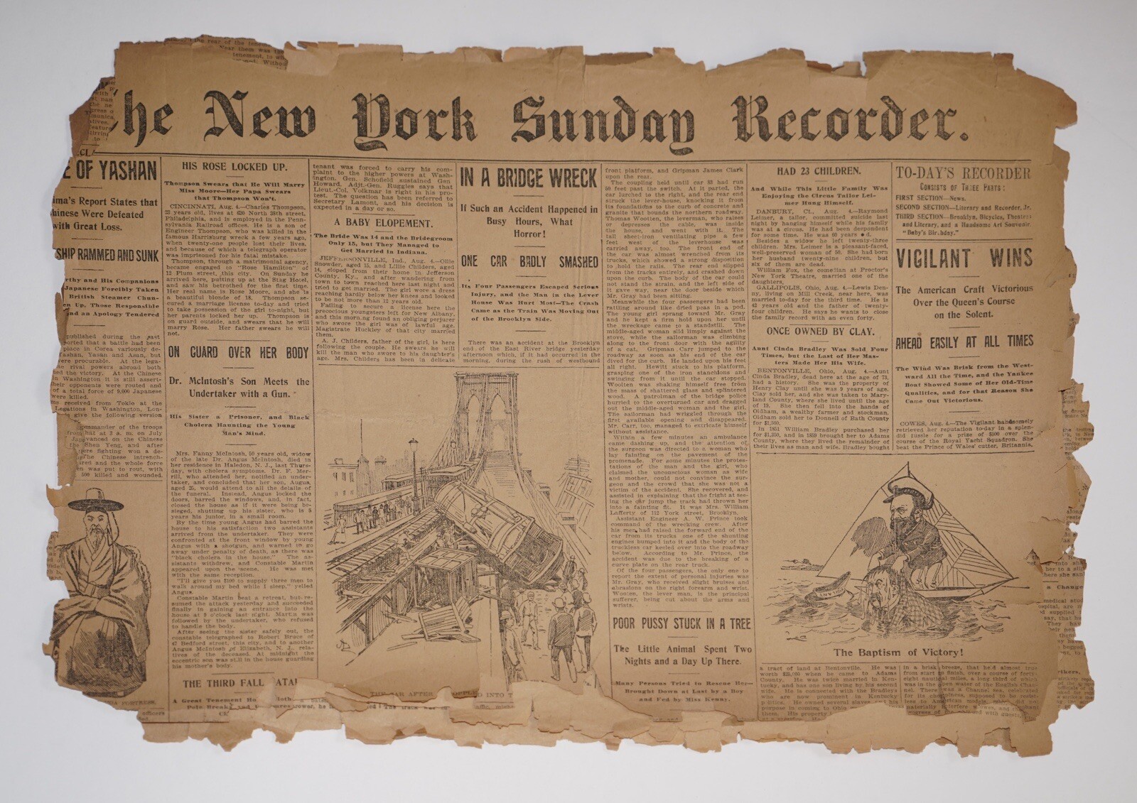 1900s The New York Recorder Newspaper (Fragile) 16”x11”