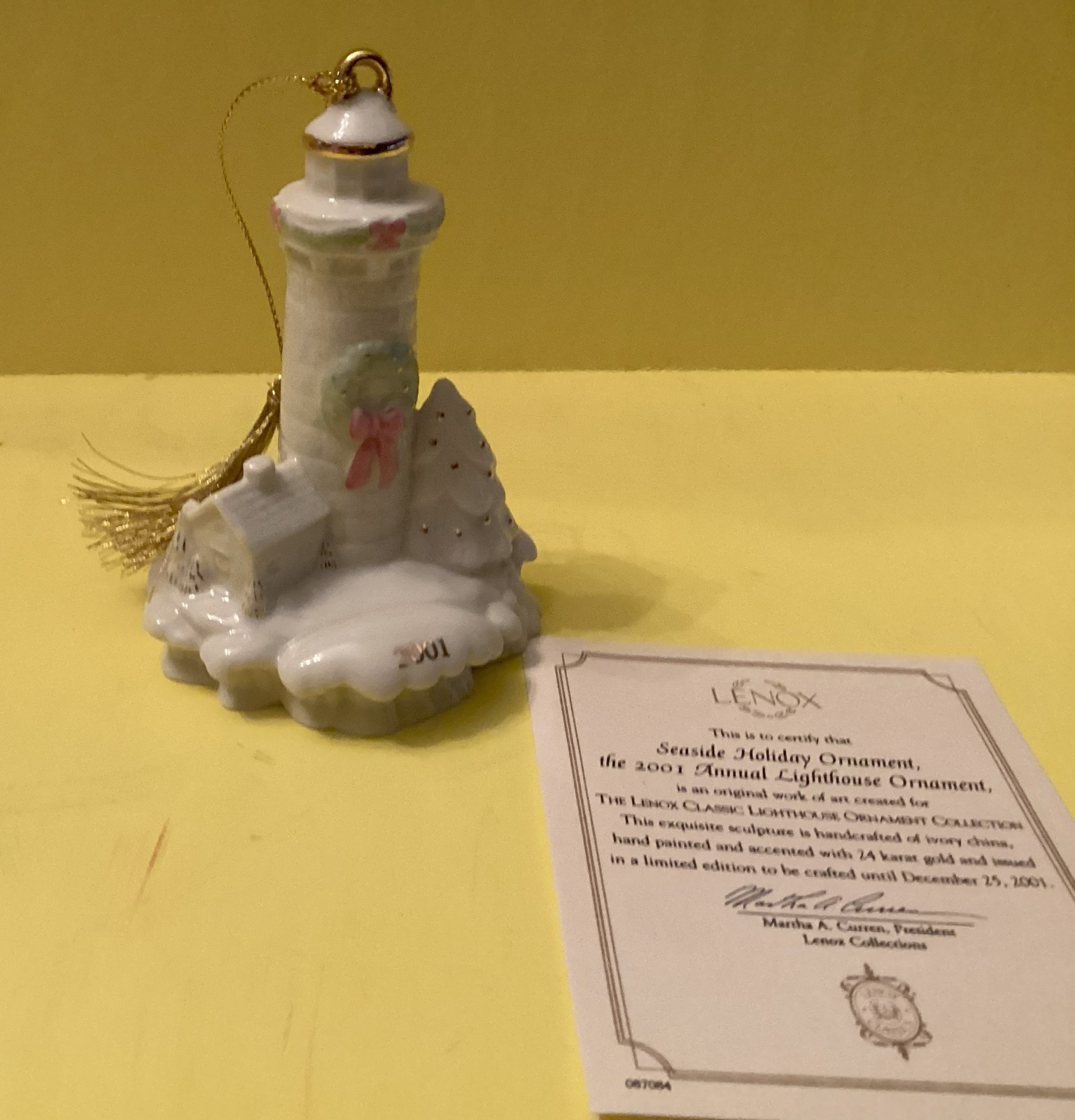 Lenox 2001 Christmas Lighthouse Annual Ornament New in Box COA