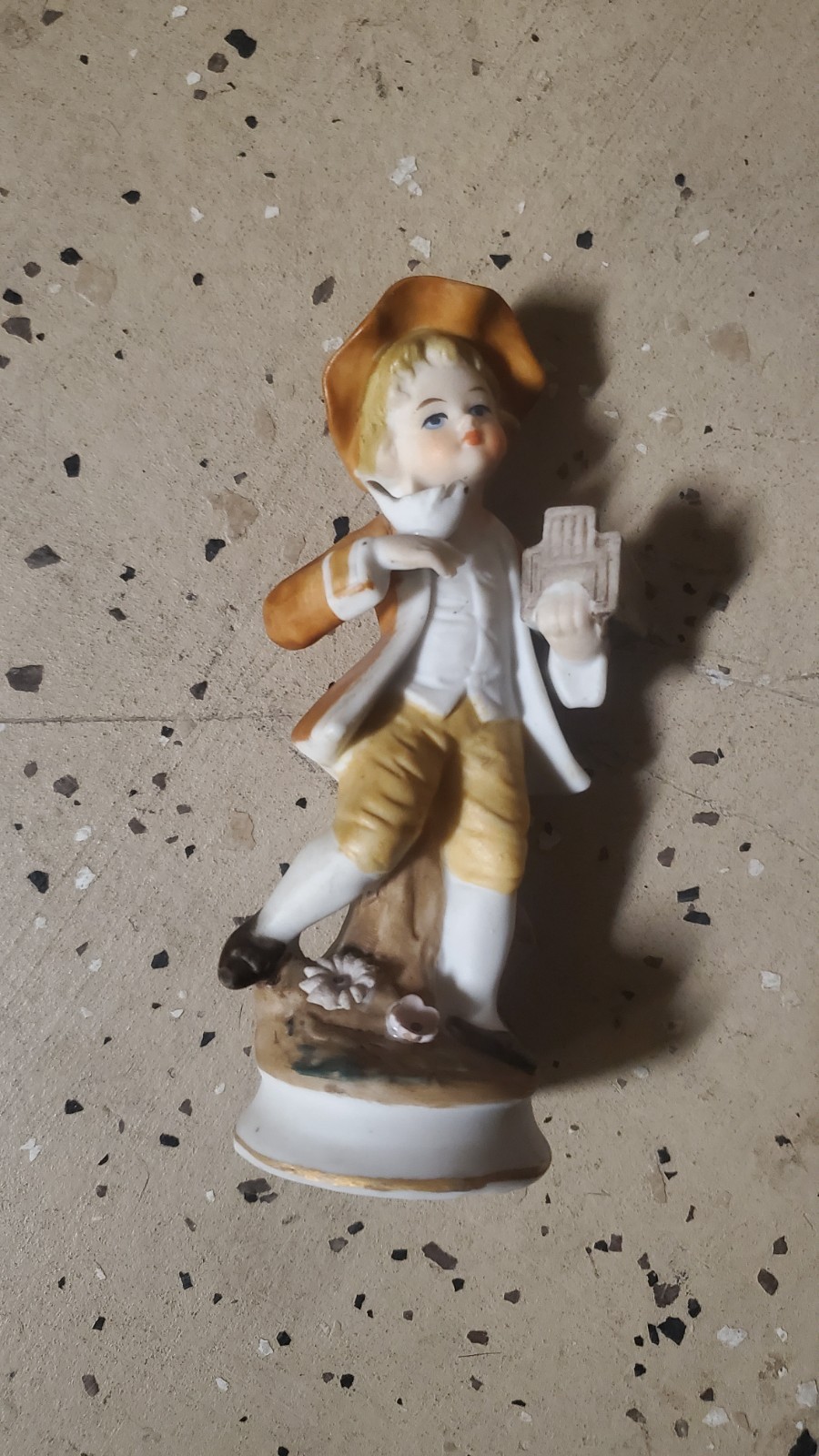Vintage Porcelain Figurine - Boy With Dove & Birdcage  5.5 Inch