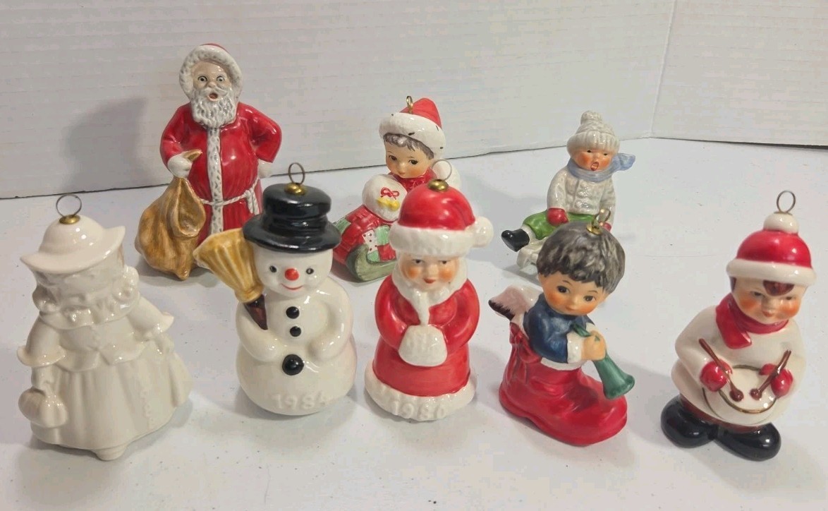 Vintage Goebel West Germany Christmas Ornaments Lot Porcelain Santa Snowman