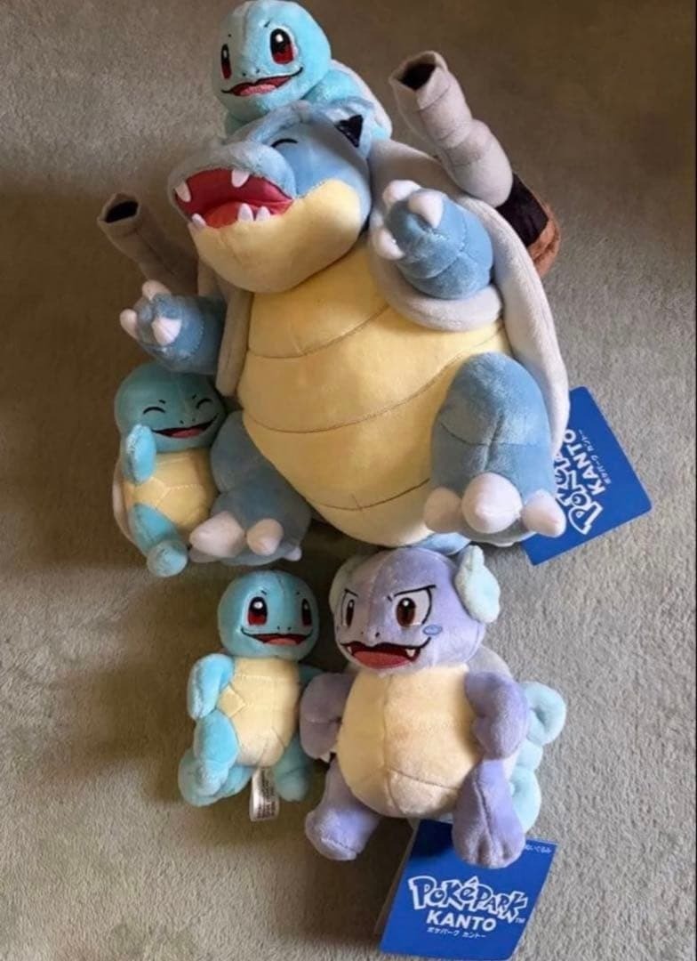 PokePark Kanto Squirtle Blastoise Wartortle Plush Set of 2 Used
