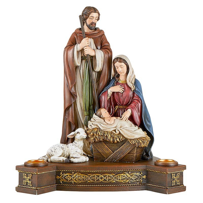 Holy Family Advent Candleholder Resin Christmas Nativity Centerpiece Decor