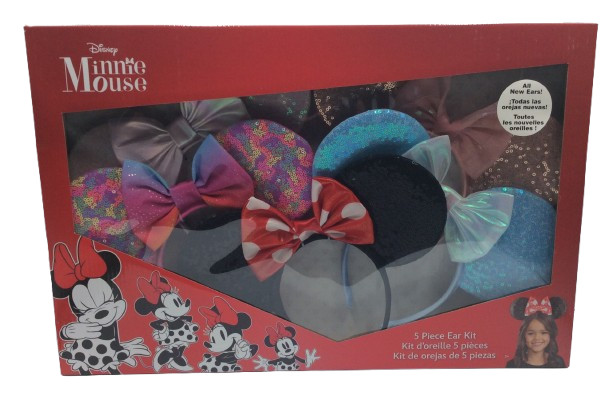 Disney Minnie 5 Piece Ear Headbands- Classic, Light Blue, Rainbow, Pink, Rose