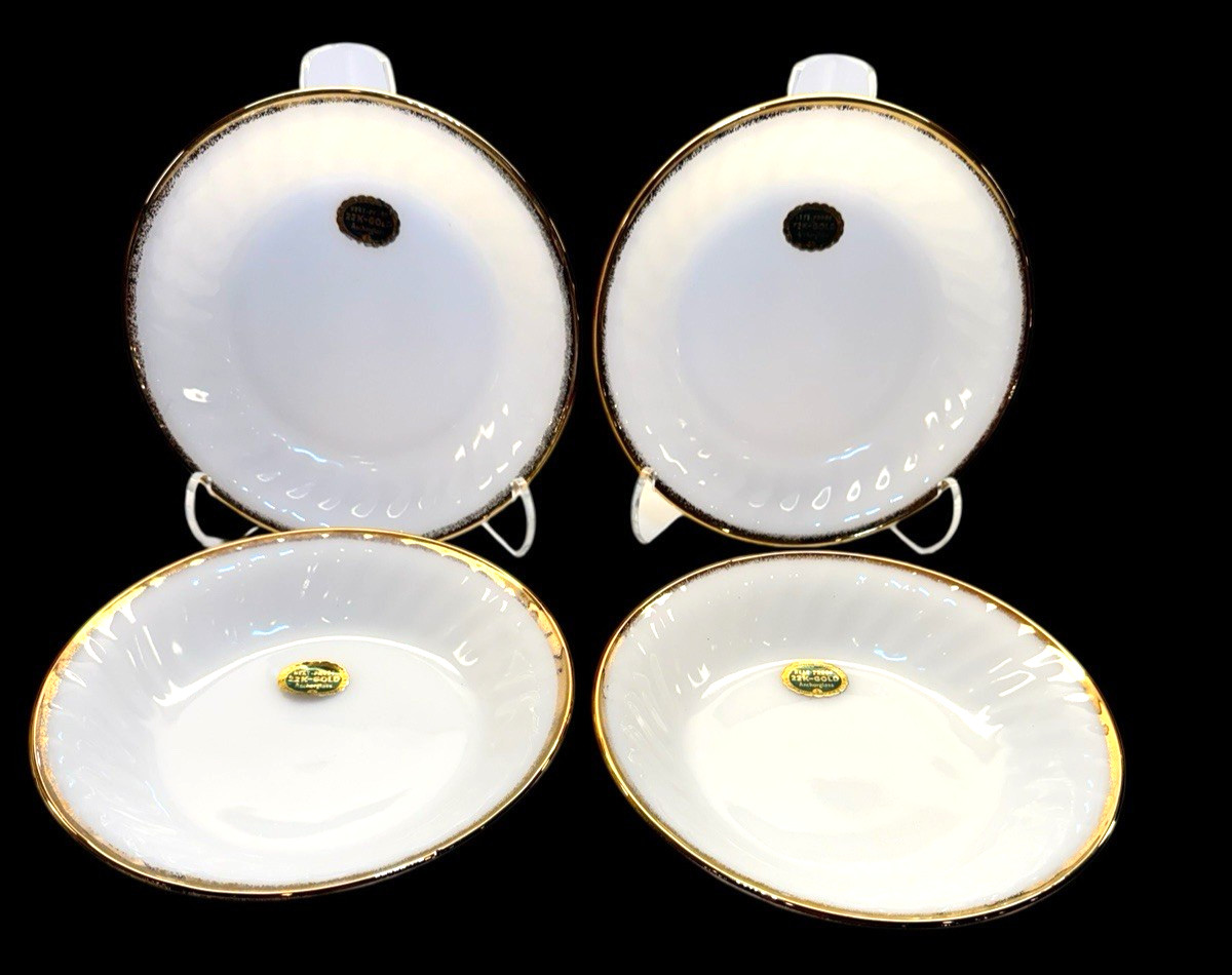 Fire-King Golden Anniv. Swirl Bowls Set of 4 7.75