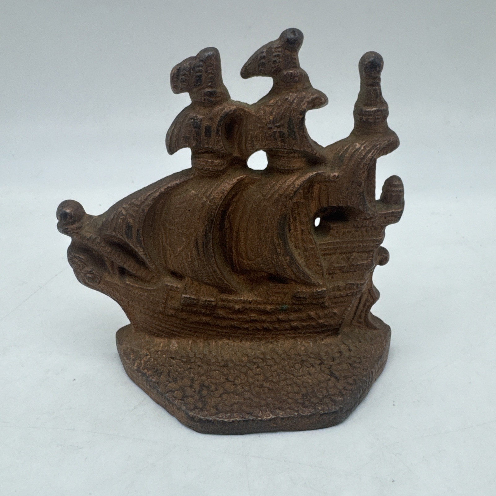 Vintage Cast Iron Spanish Galleon Sailing Ship Bookend Doorstop Nautical Decor