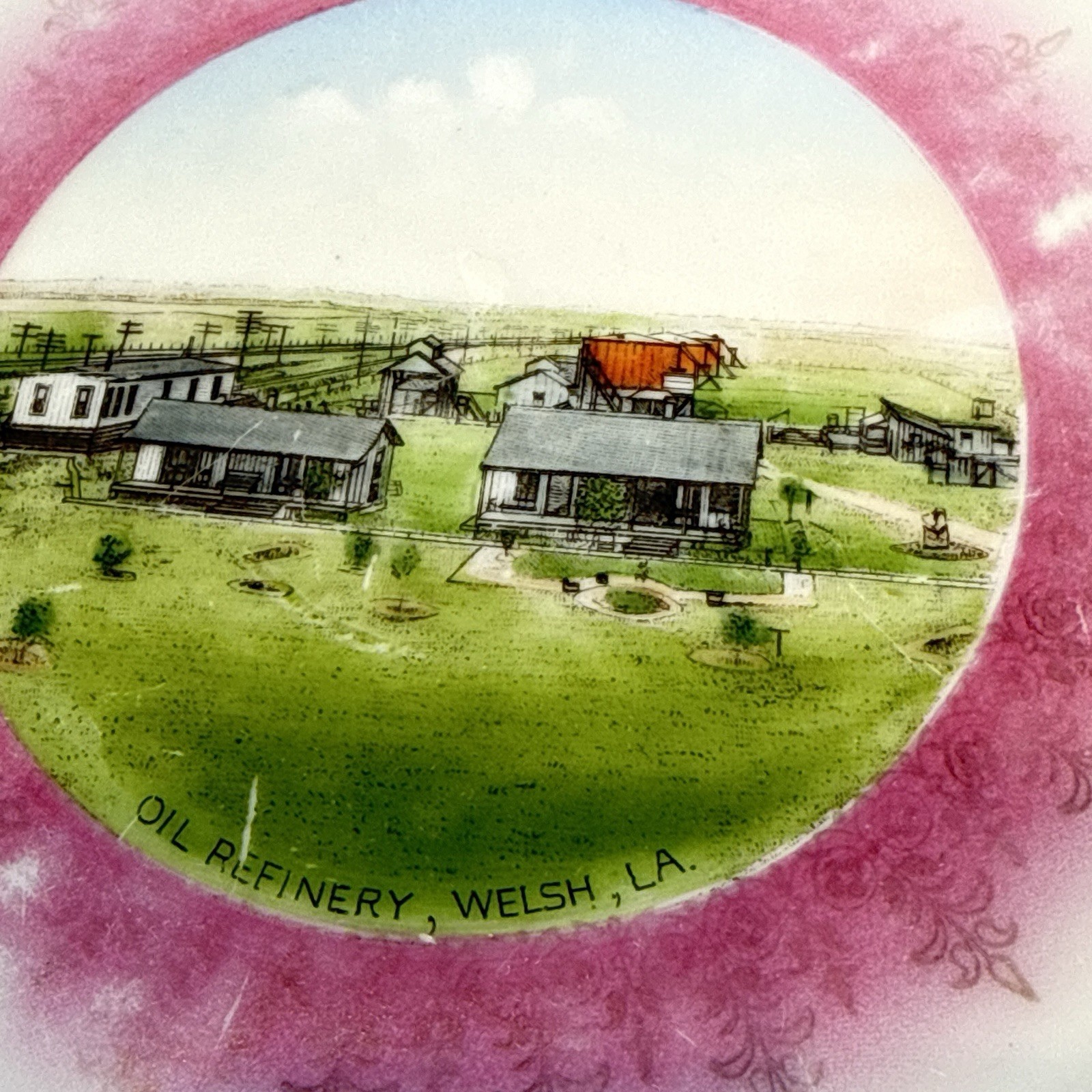 WELSH LOUISIANA LA Antique OIL REFINERY Souvenir TRINKET DISH PLATE