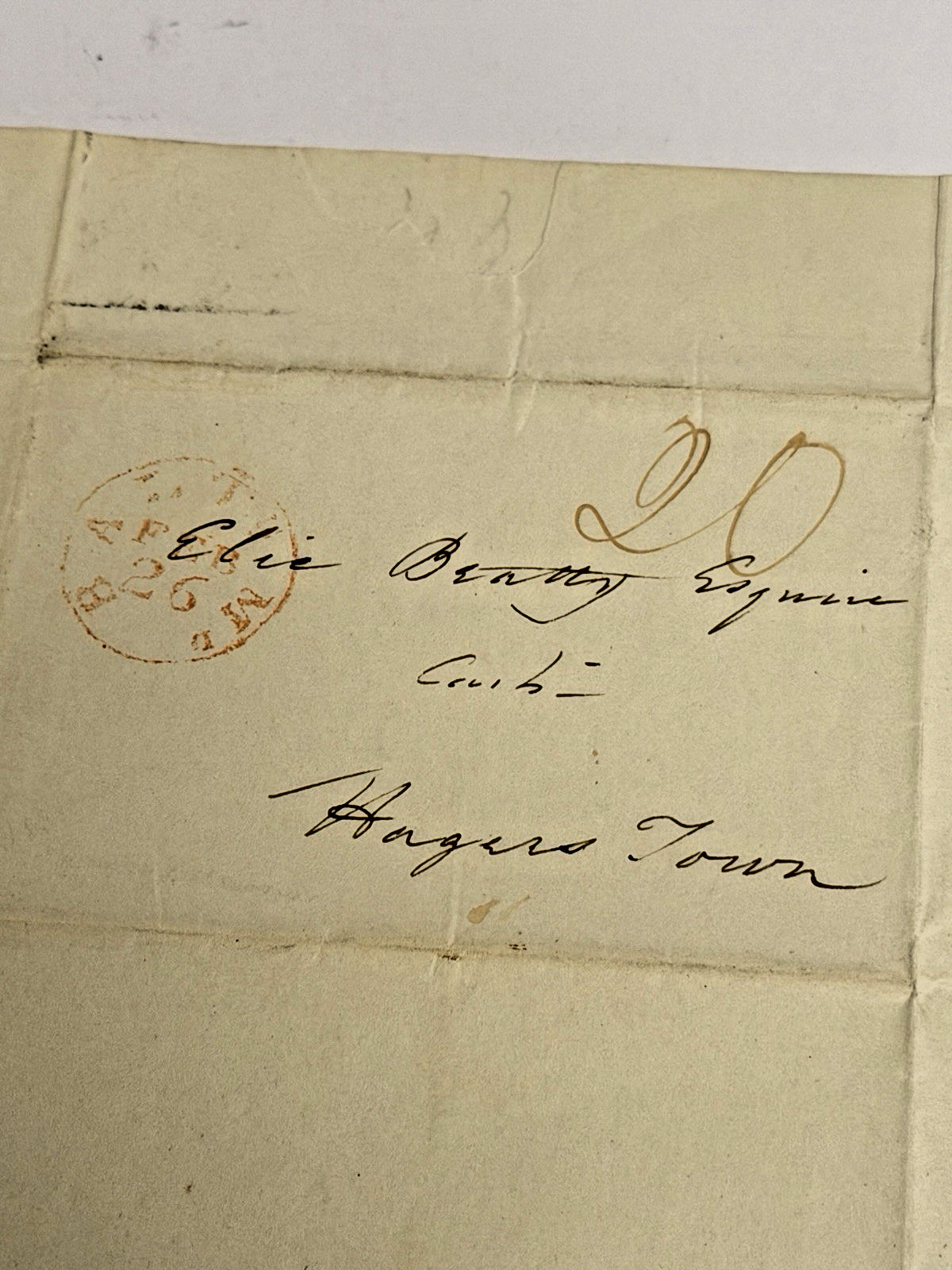 1831 Stampless Letter Elie Beatty Hagerstown MD #33