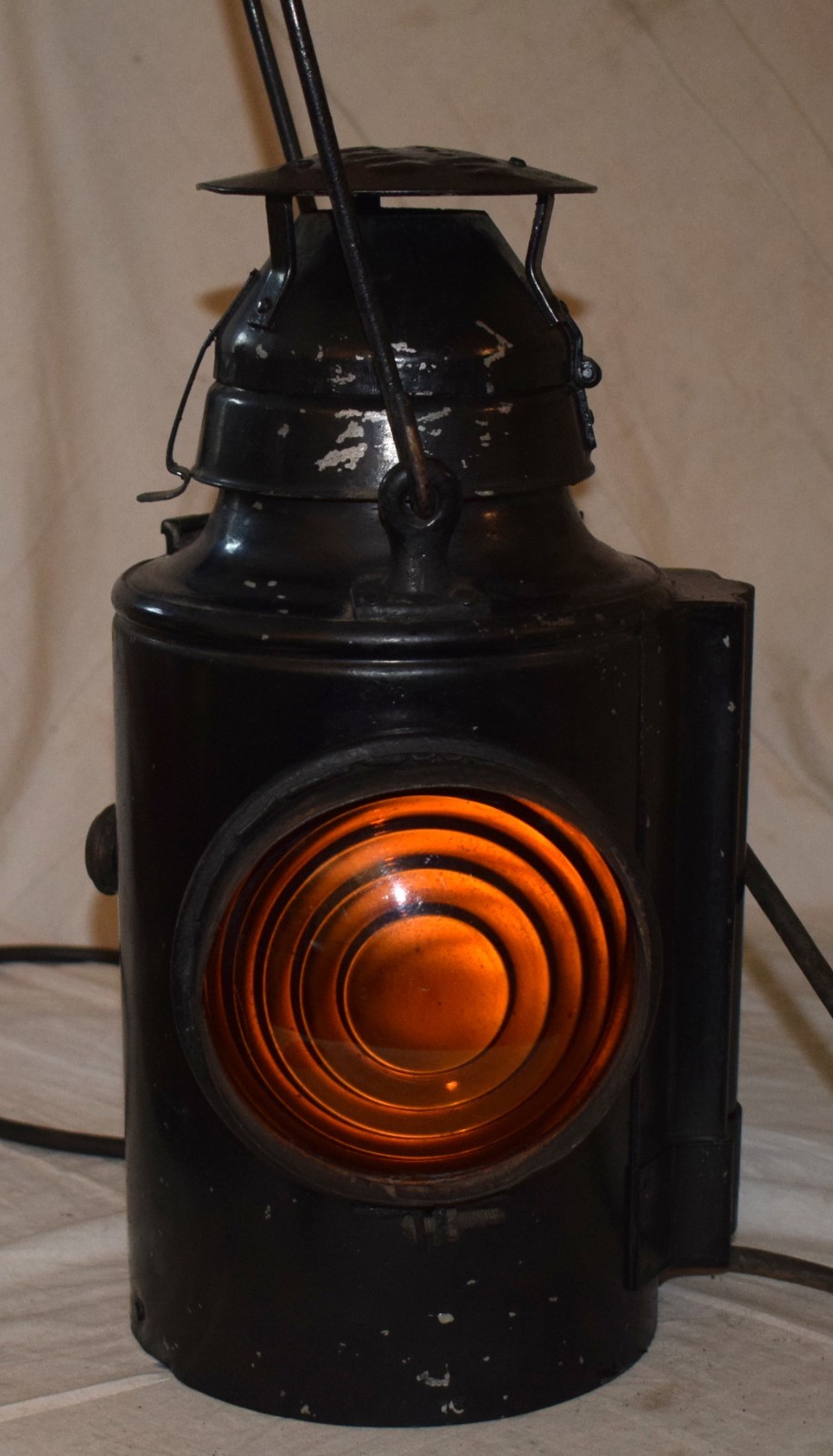 Vintage Handlan Signal Lamp / Lantern Single Lens Amber - Electric Working