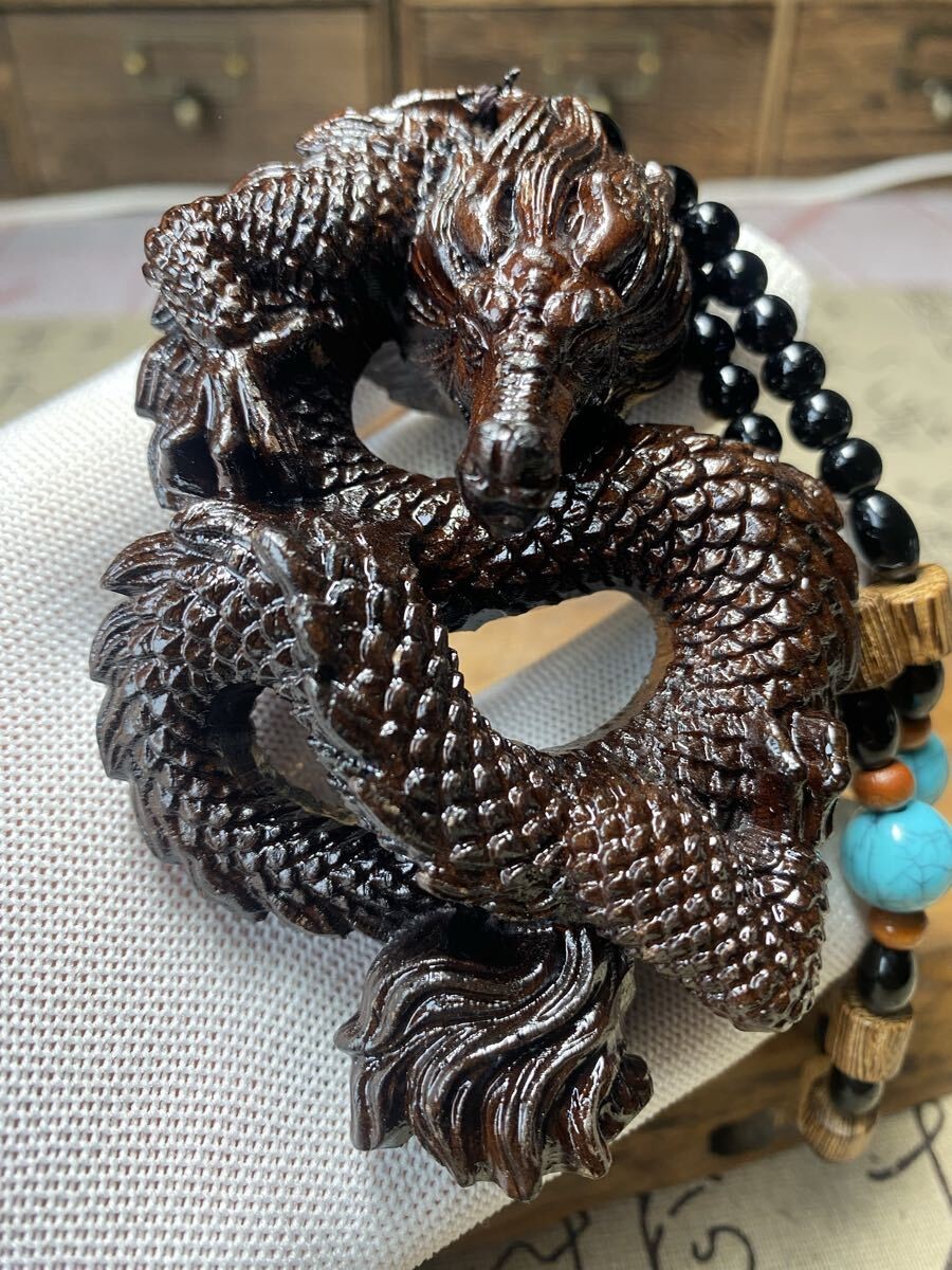 Vietnamese Sandalwood Buddhist Dragon Wood Carving Sculpture, High-Quality, Real