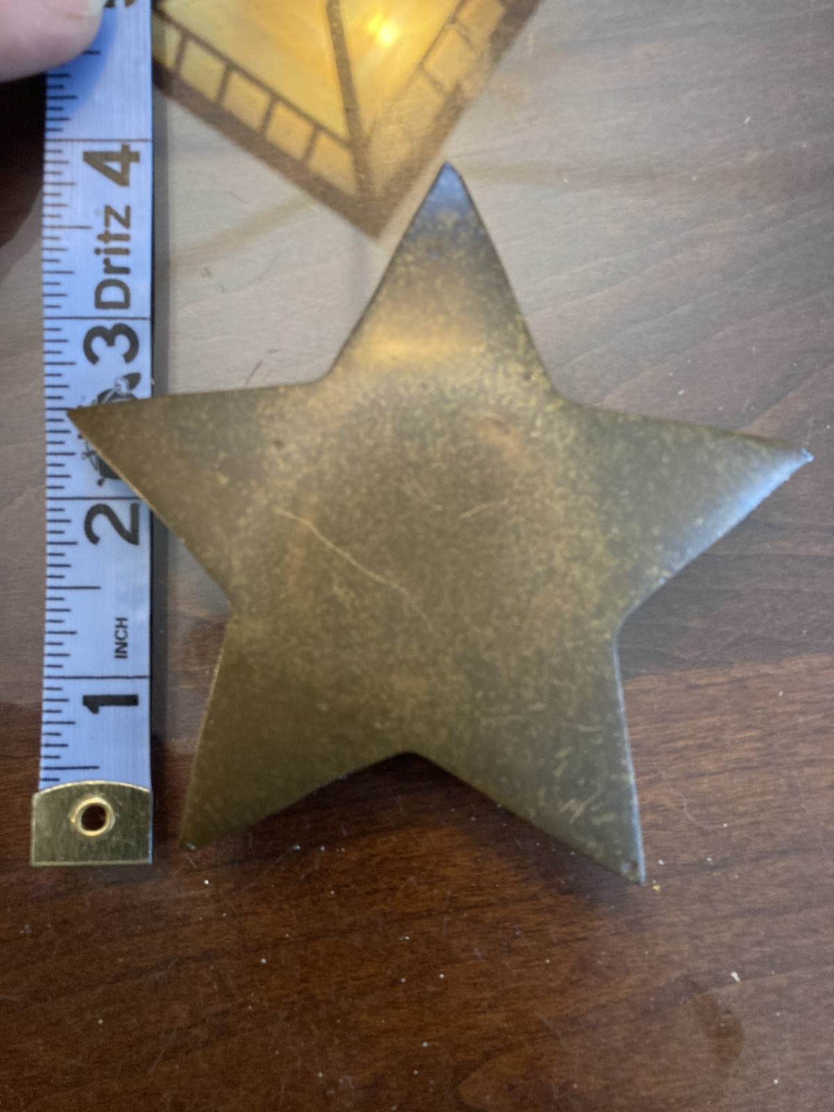 Vintage 1980's Domed STAR Solid Brass Paperweight- Felt Backing- 17.1 Oz. Nice
