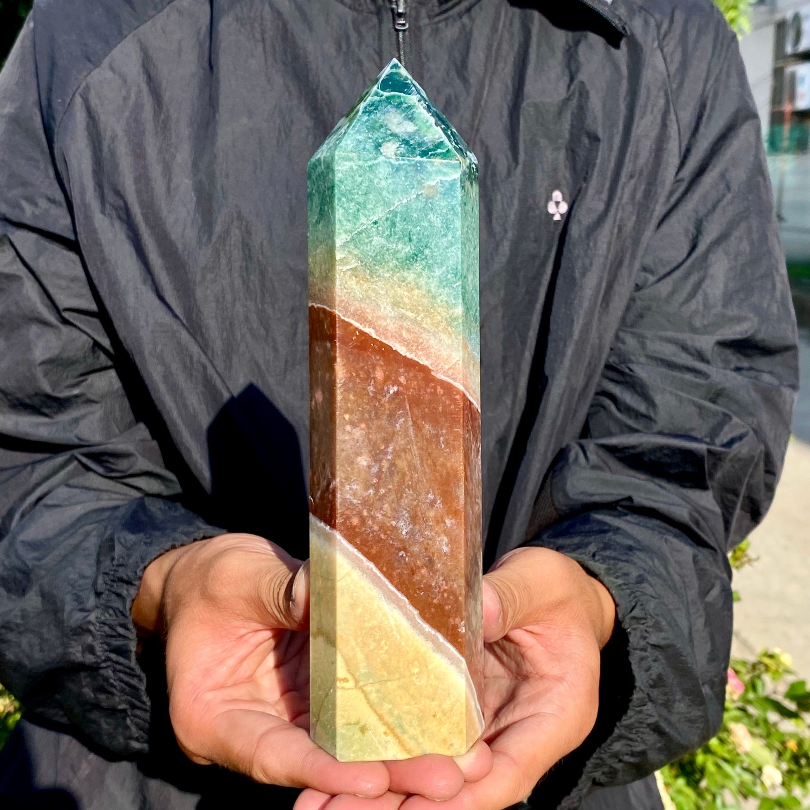 1.65LB Natural Ocean jasper Quartz Crystal obelisk Specimen Healing