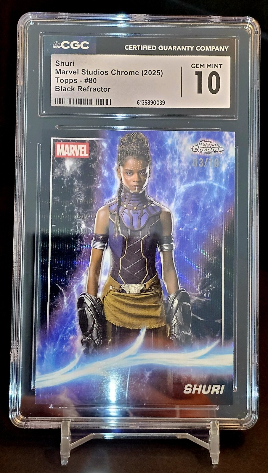 2025 Topps Chrome Marvel Studios Shuri /10 Gem Mint 10 CGC Black Wave Refractor