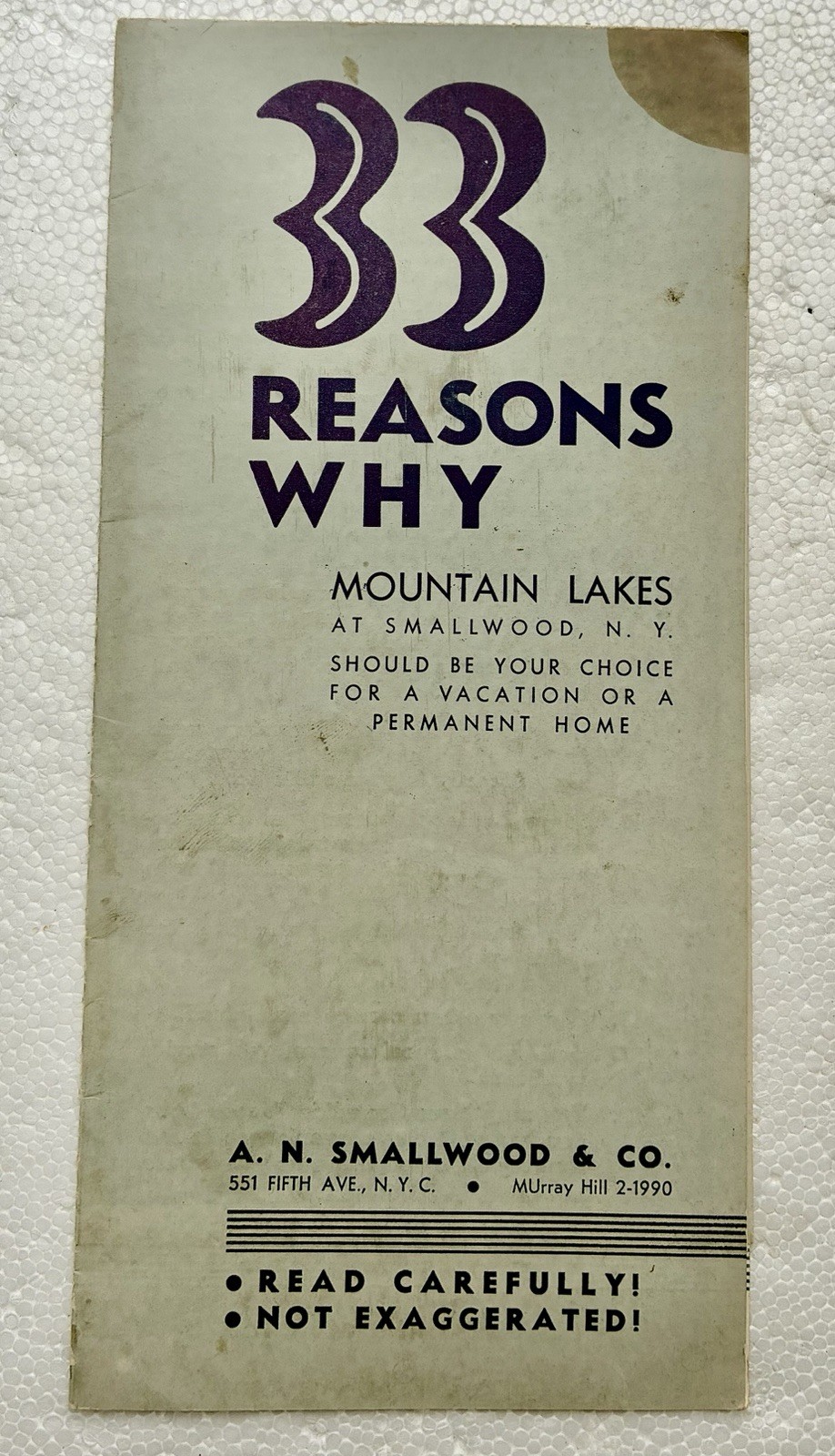 VINTAGE 1920s SMALLWOOD NY ADVERTISING TRAVEL BROCHURE PAMPHLET CATSKILLS BETHEL
