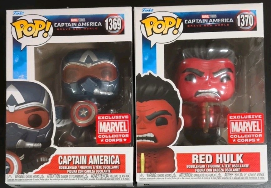 CAPT AMERICA & RED HULK pair 2 FUNKO POPS Marvel Collector Corps BRAND NEW L@@K