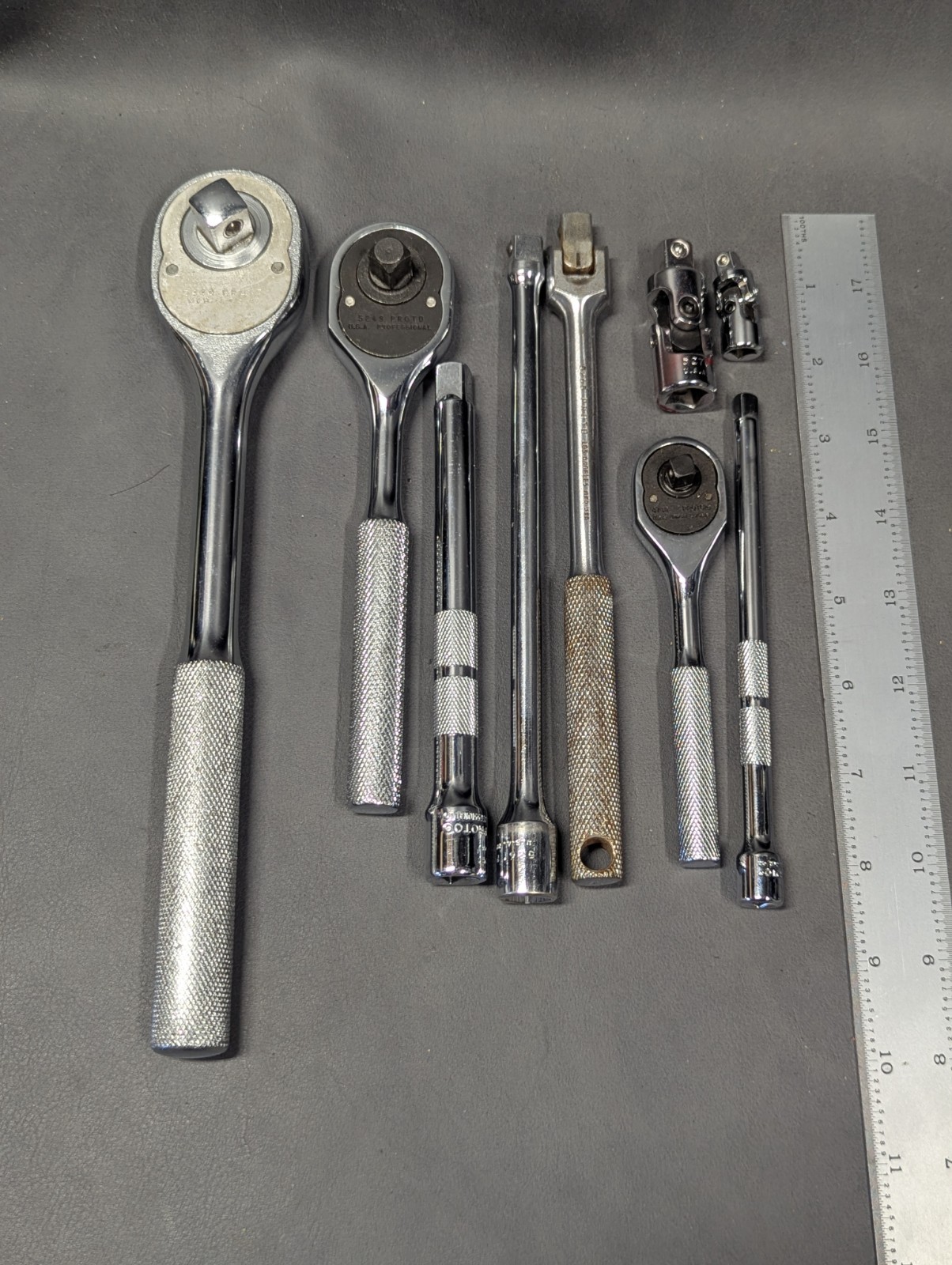 Vintage Lot Assorted Proto Ratchets + Extensions All USA Made 1/4, 3/8, 1/2 Driv
