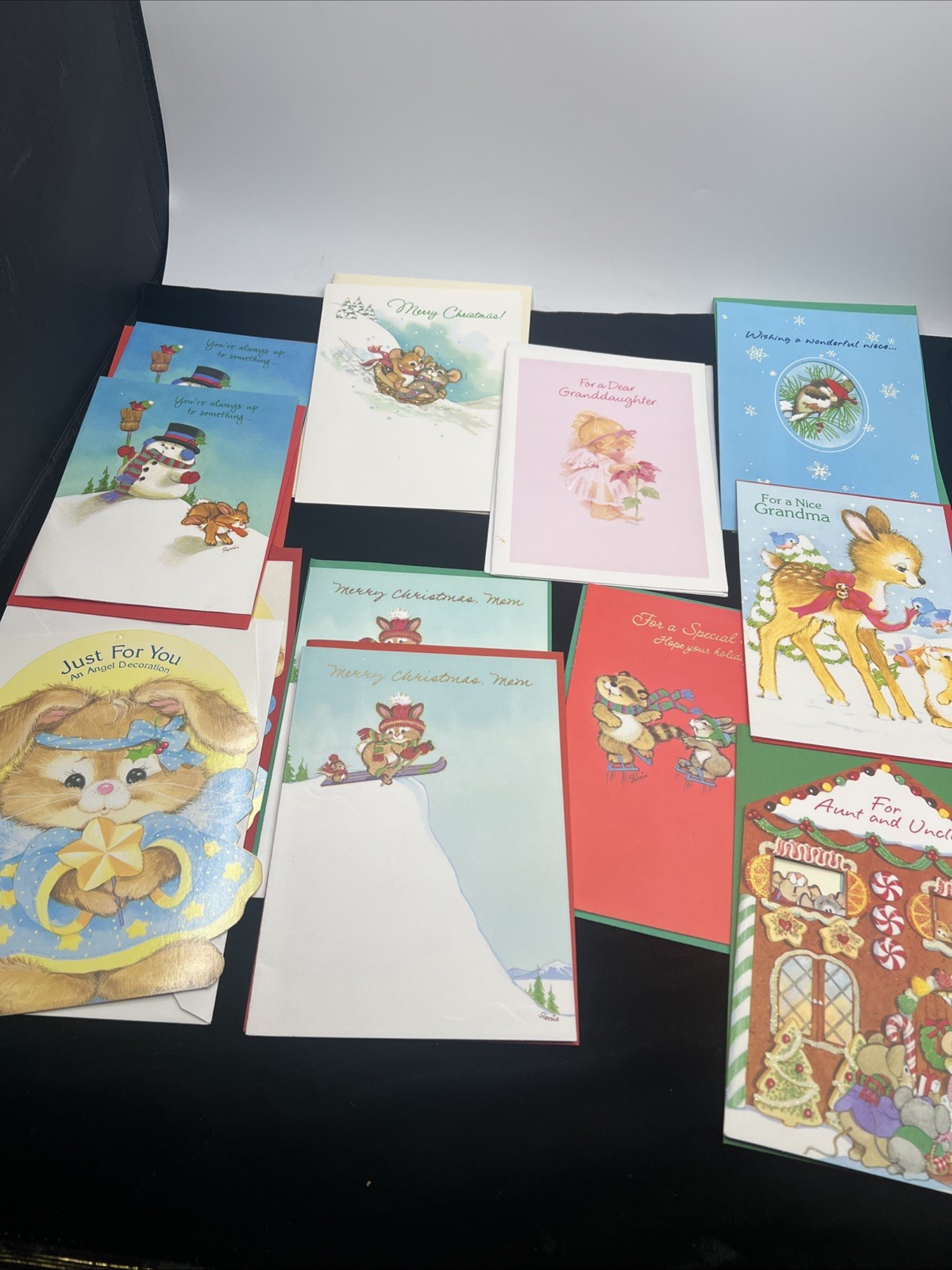 Vintage Gibson Garris Signed Christmas Greeting Cards Mice Bunnies Lot Of 12