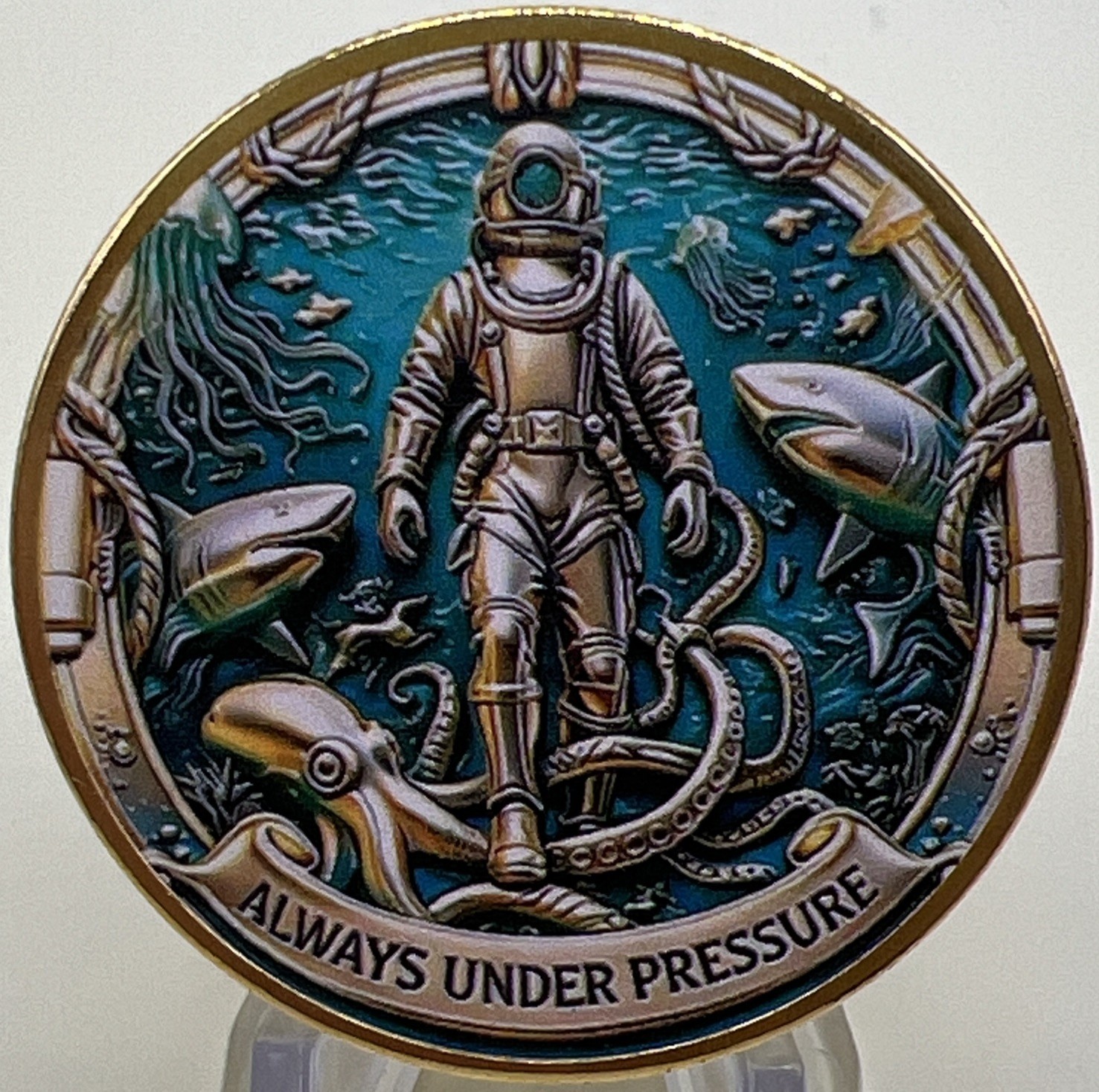 *US Navy Deep Sea Diver Challenge Coin Always Under Pressure Embracing The Abyss