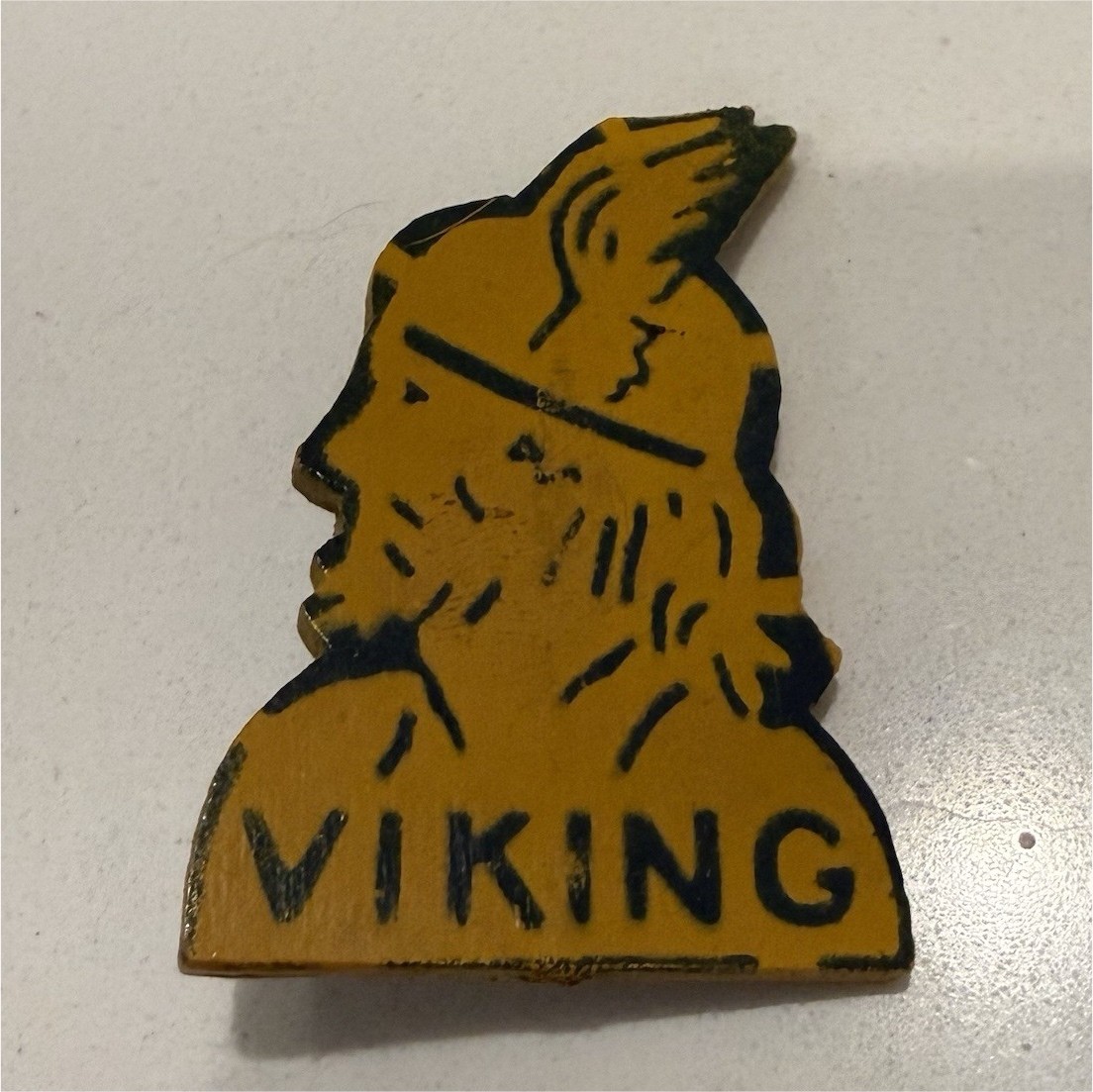 Vintage 1950s Viking Marine Gasoline Advertising Pin Mascot Petroliana Die-Cut