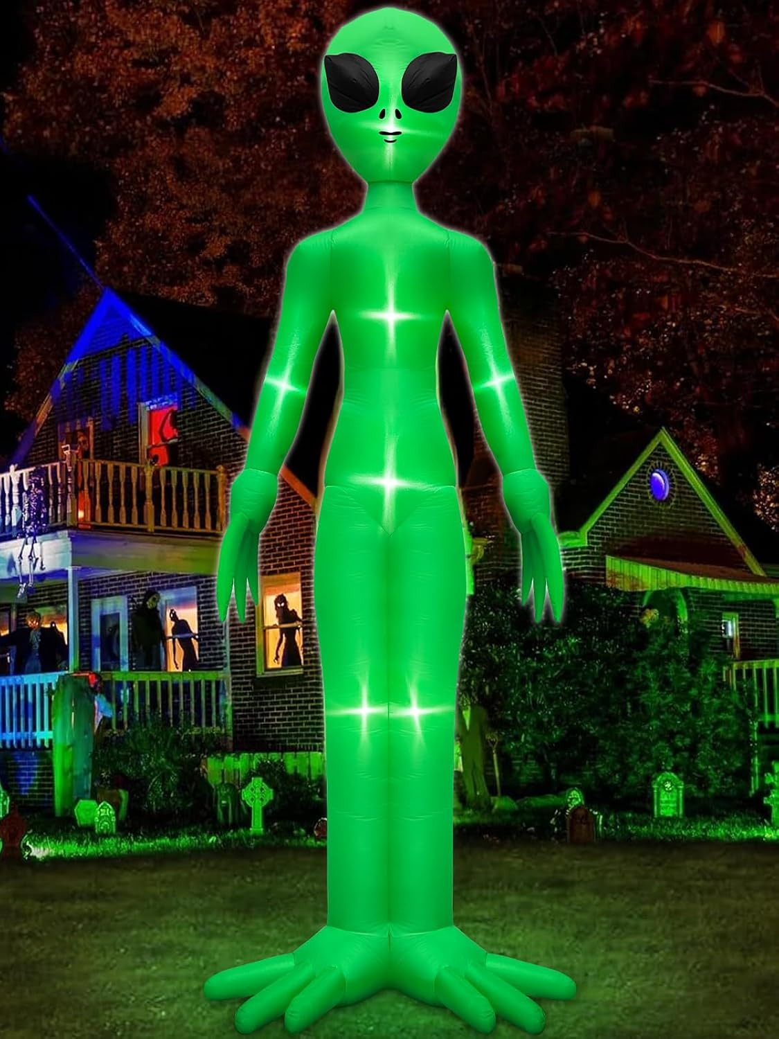 14 Ft Giant Halloween Inflatable Alien Decoration with Built-In Leds