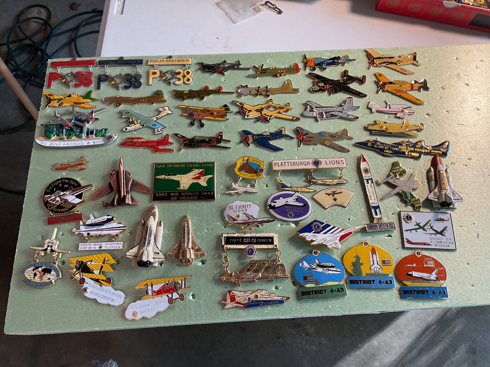 Lions Club Pins:  Aviation, Shuttle & WWII, & Blue Angel Lot of 50 Pins