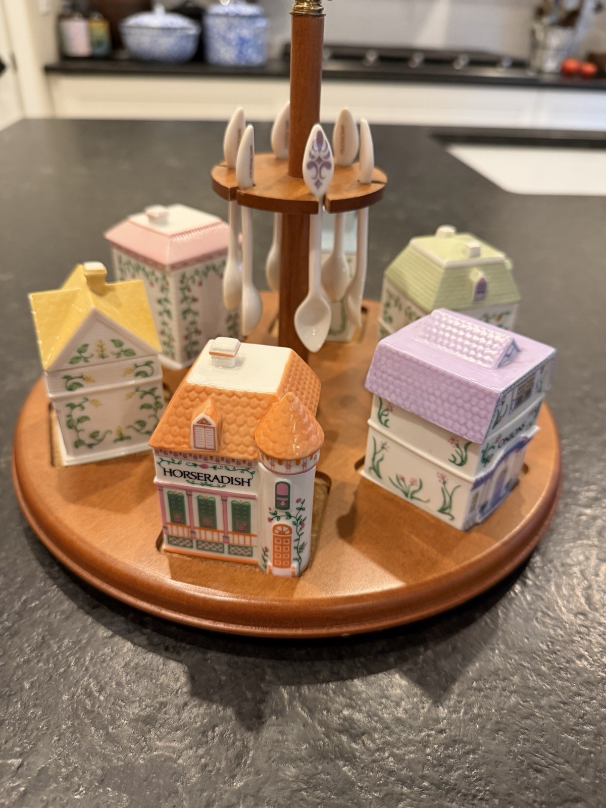 The Lenox Village Condiment Set 1992 Fine  Porcelain Spice Jar Set - Lot Of 5