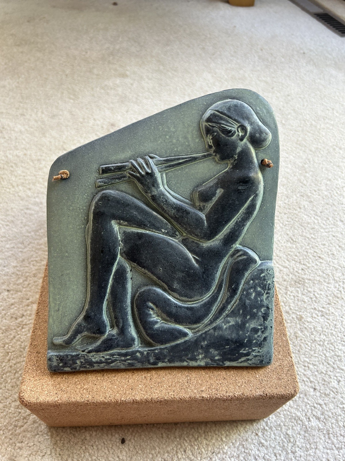 1979 Vintage Greek Ludovisi Throne Female Flute Player Bas Relief Wall Plaque 