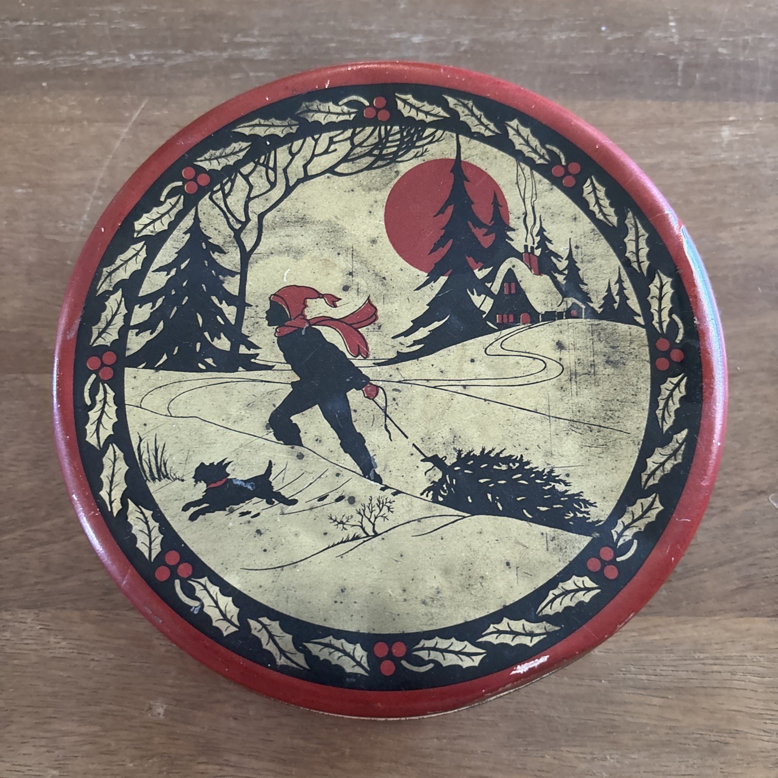Vintage Independent Can Co. [Baltimore, MD] Black/Red/Gold Winter Metal Tin