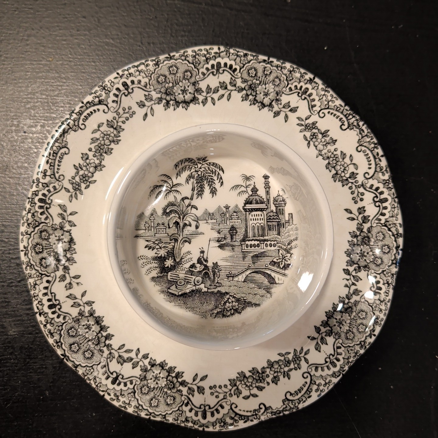 Vintage Pickman La Cartuja De Sevilla Butter Condiment Dish Transferware Spain