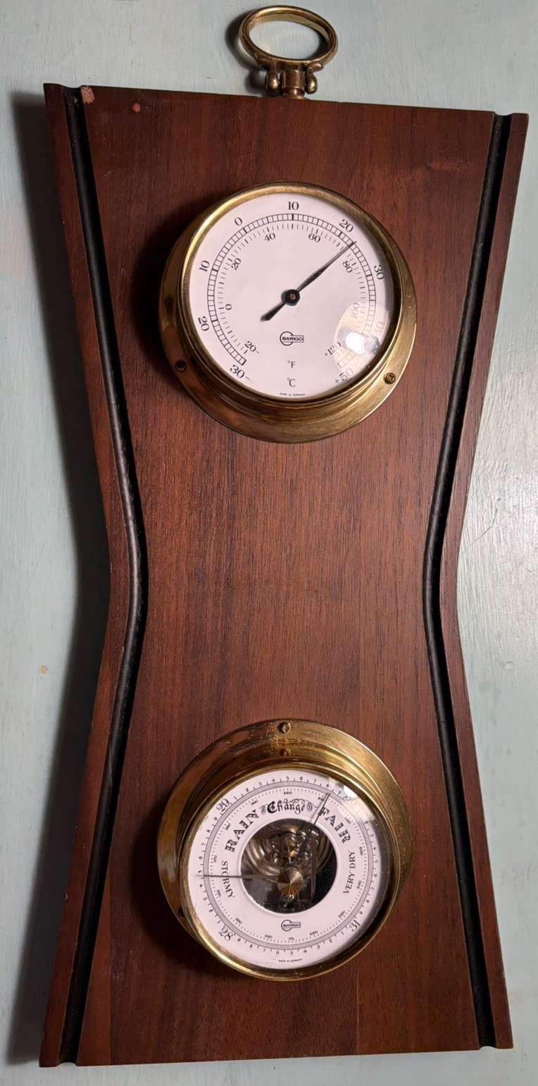 Barigo German Mid Century Modern Weather Station Thermometer & Barometer