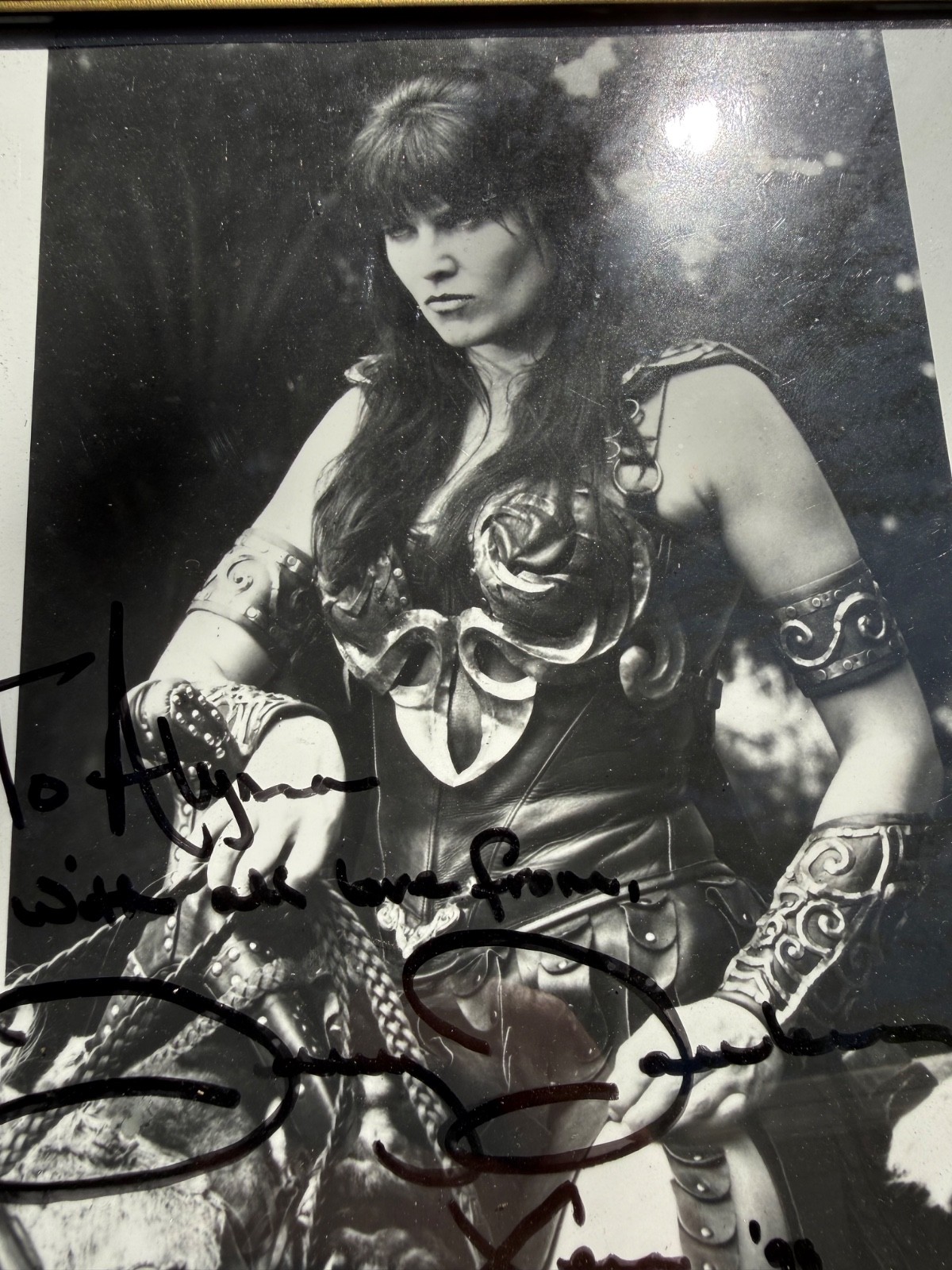 Lucy Lawless Xena 1997 Publicity Photo Framed Personalized Signature Unverified