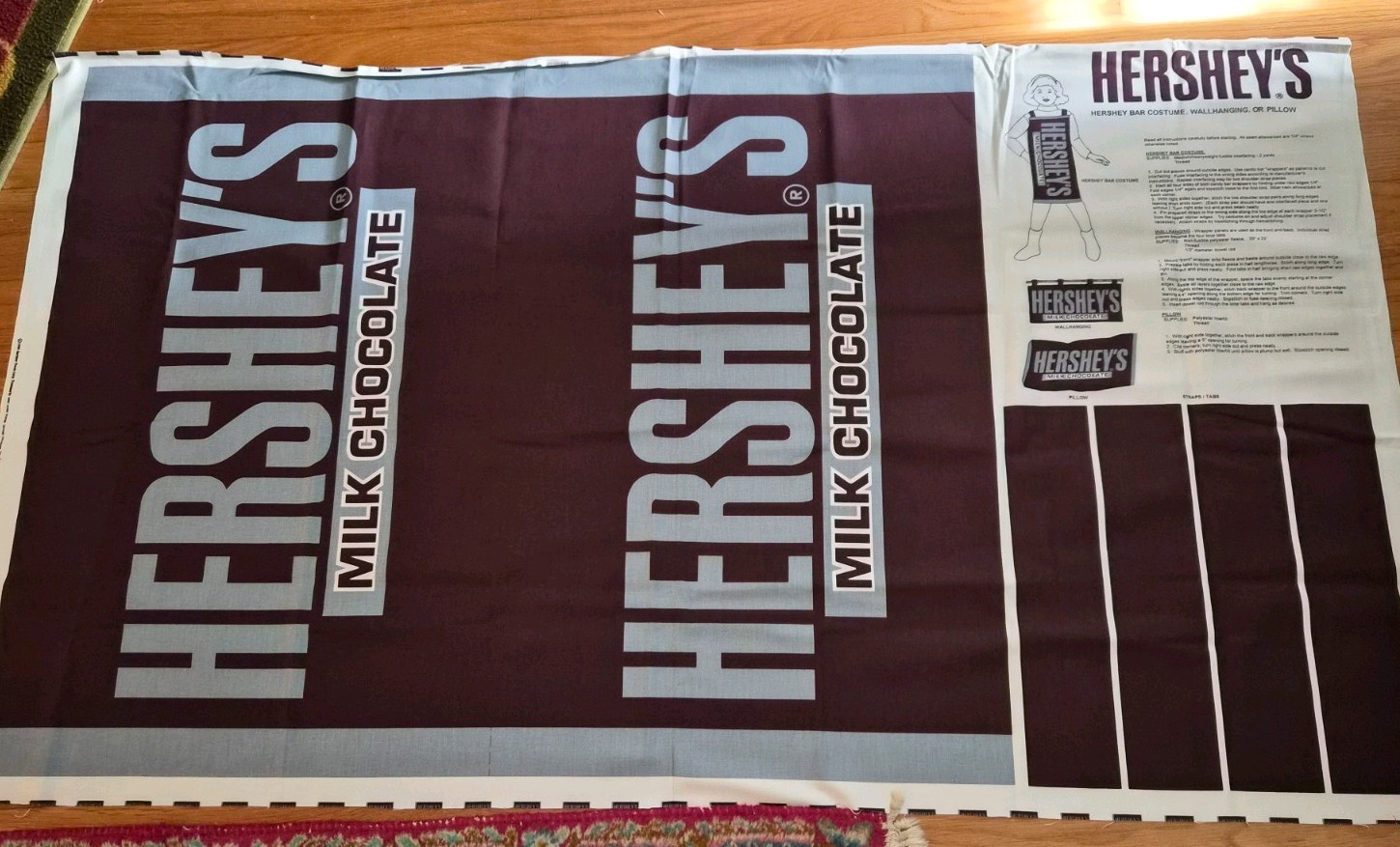 Vintage 1999 Hershey Bar Costume, Wall Hanging, or Pillow Fabric Panel