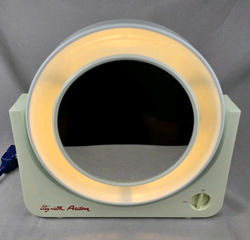 Vintage Elizabeth Arden Lighted Makeup Mirror & Magnifying White Tested Retro