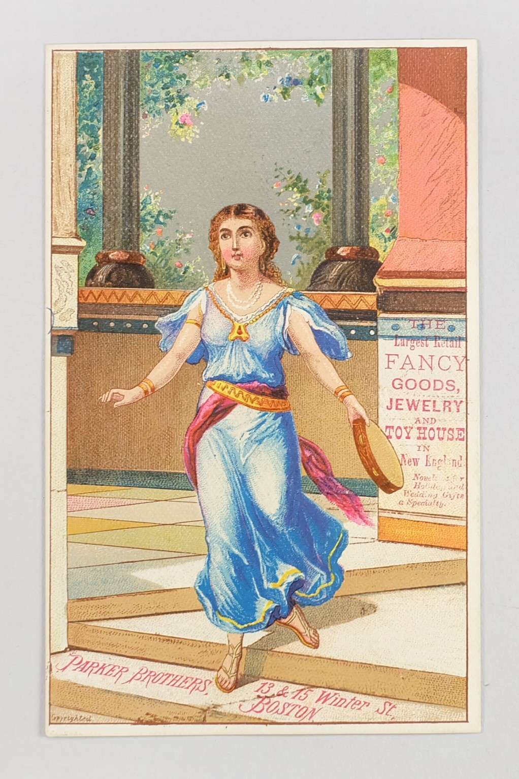 Rare 1870s Parker Brothers Toys Advertising Victorian Antique Trade Card –Boston