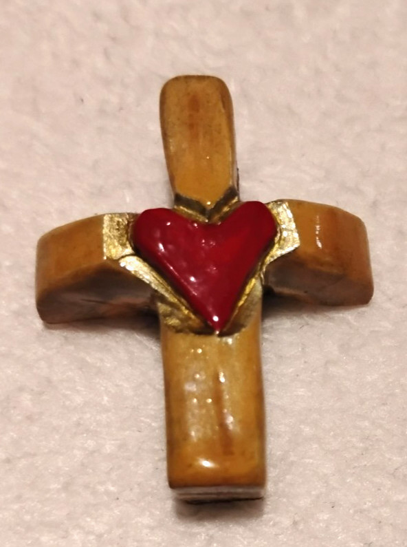 TAXIDERMY ELK ANTLER HEART CROSS NECKLACE PENDANT by JR CHARLIE OUTSIDER ARTIST