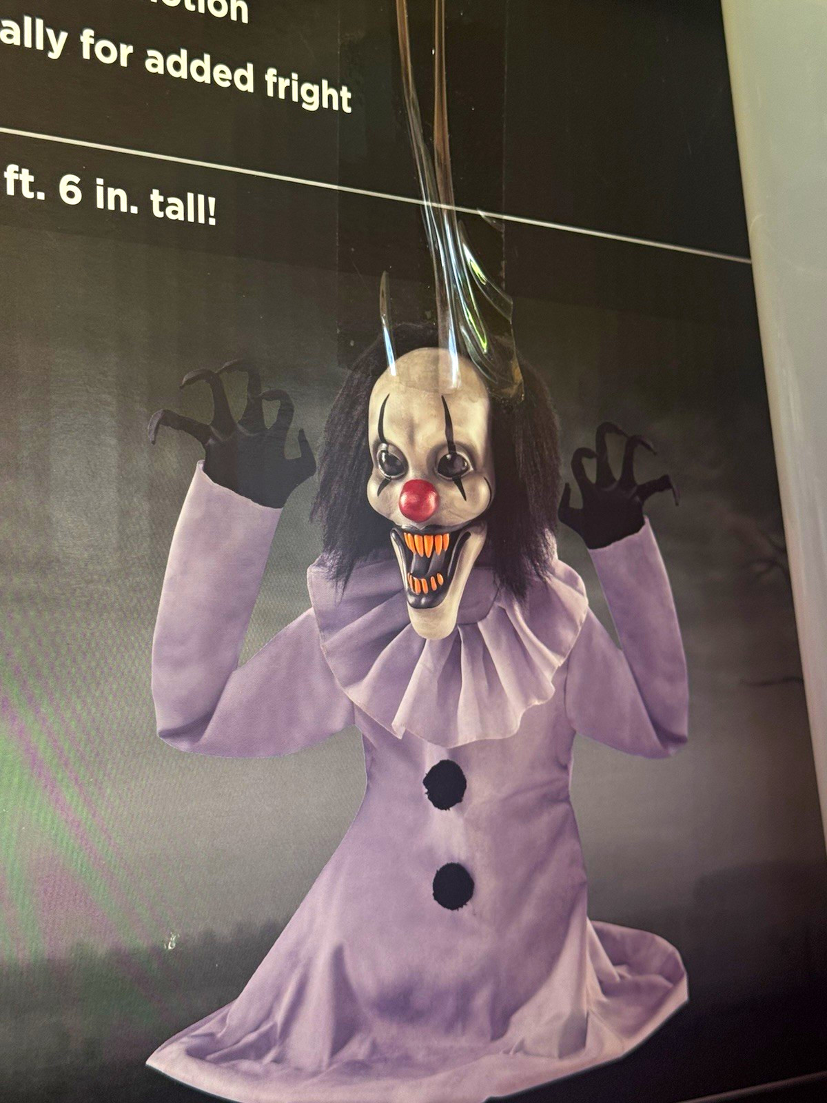 Halloween 6 ft 6 in Scary Clown Prop Decoration, White/Purple/Black/Red