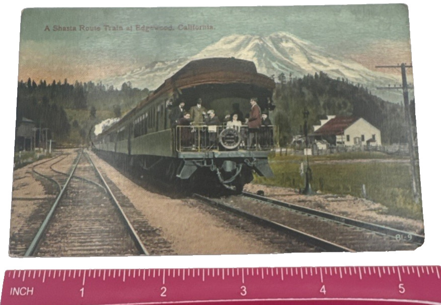 Vintage Shasta Route Train Postcard Edgewood California Mt. Shasta View RPPC