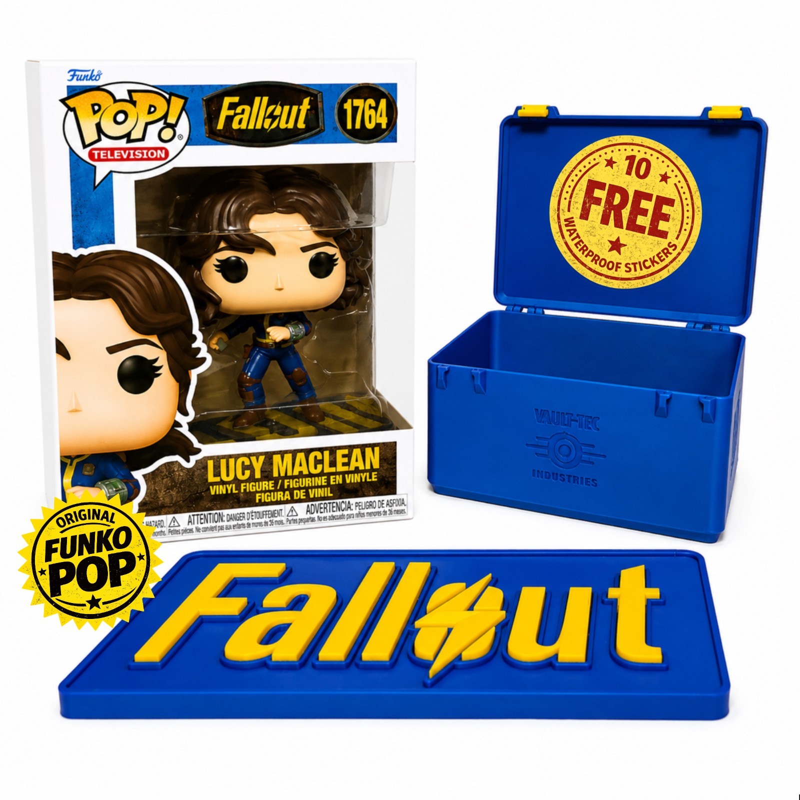 Funko Pop Fallout Lucy Maclean 1764 (3D Printed Sing, Box & Stickers included)