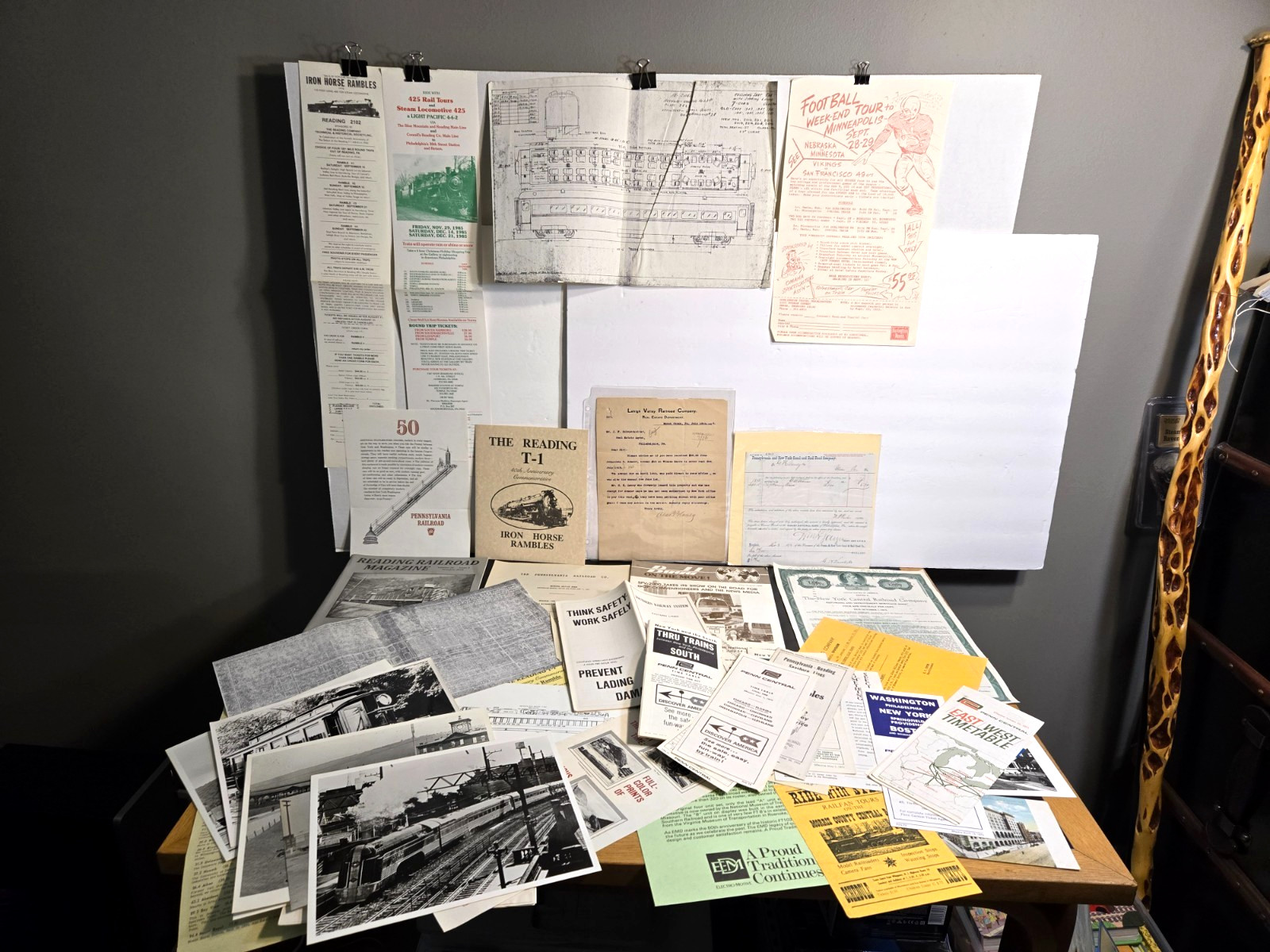 Vintage & modern railroad ephemera booklets timetables photos receipts drawings