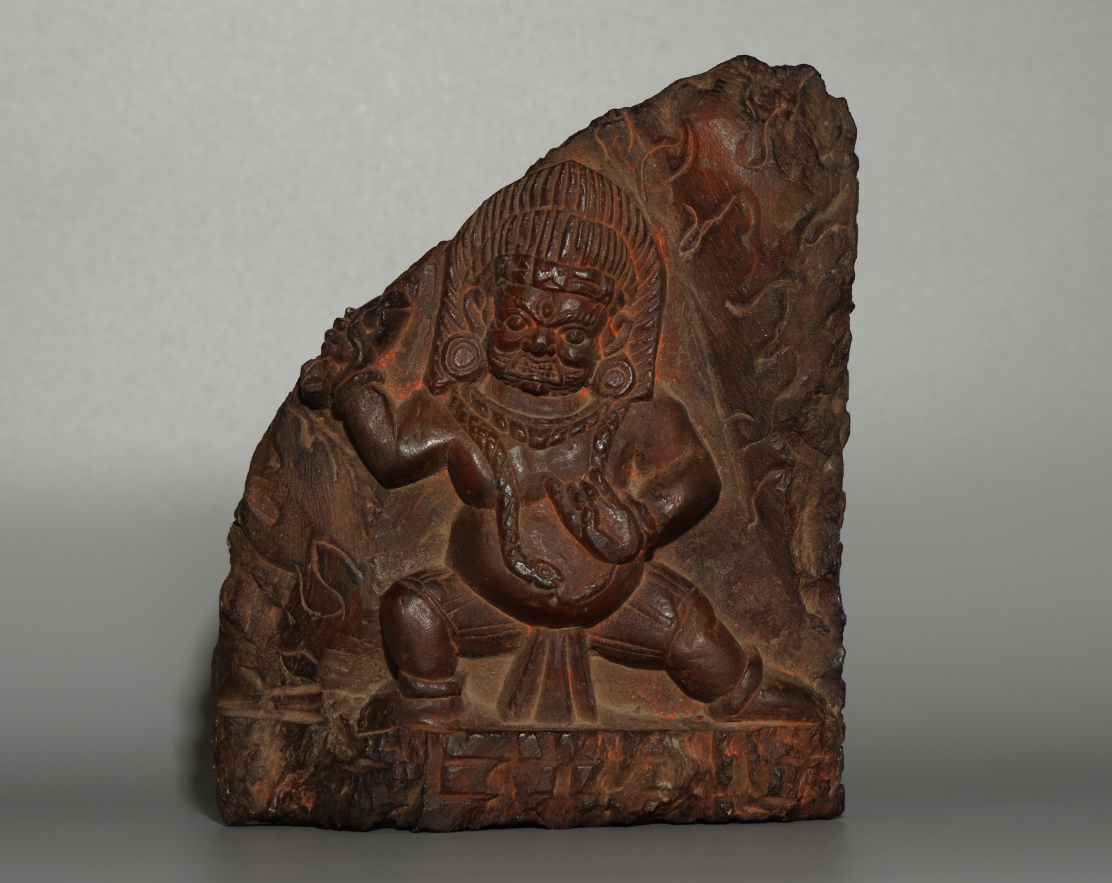 Tibet 1800s Antique Buddhist Painted Stone Buddha Statue Vajrapani Chakna dorje