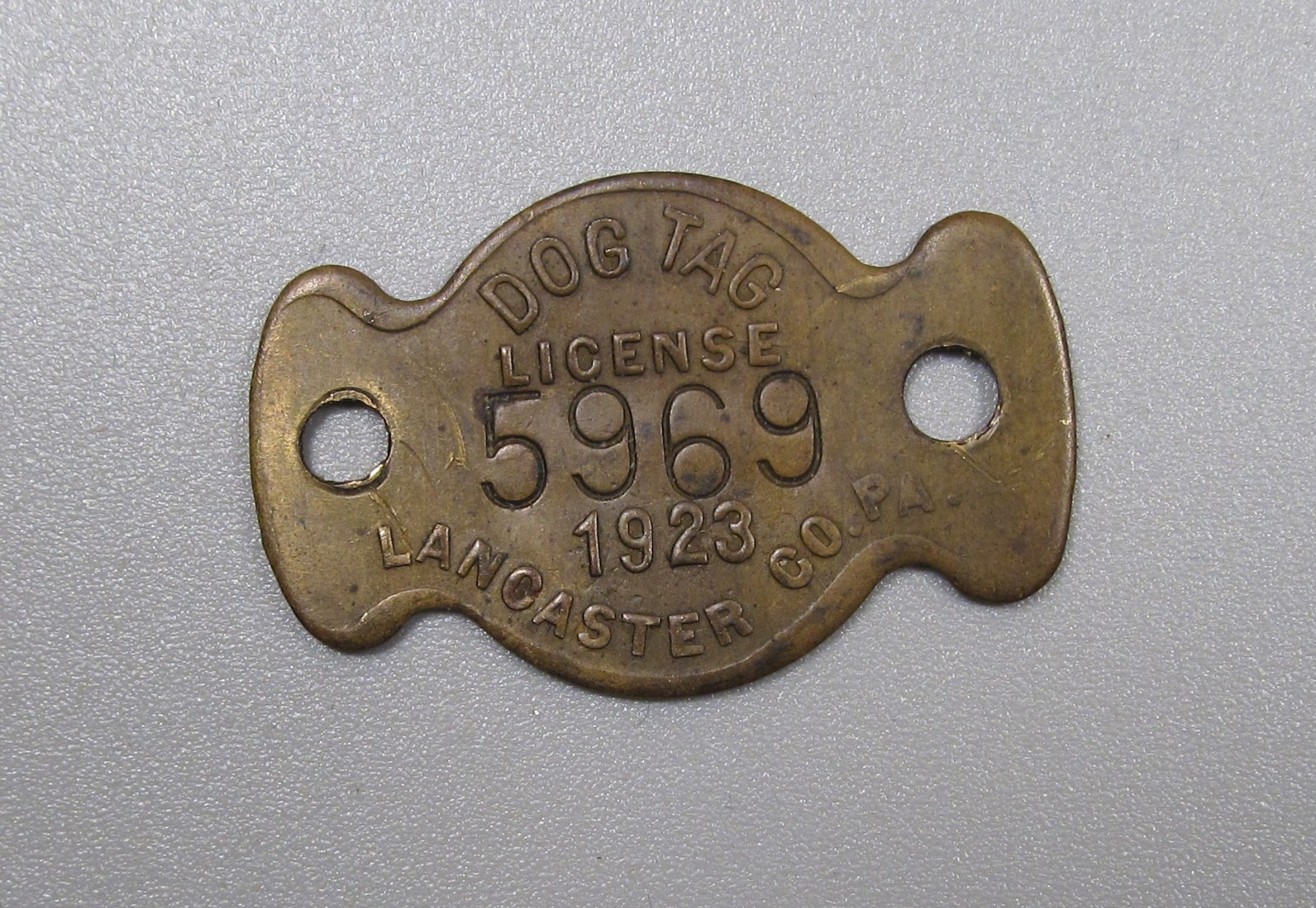 Early Antique 1923 Lancaster Co, PA Dog Tax License #5969 Shape Good Cond.