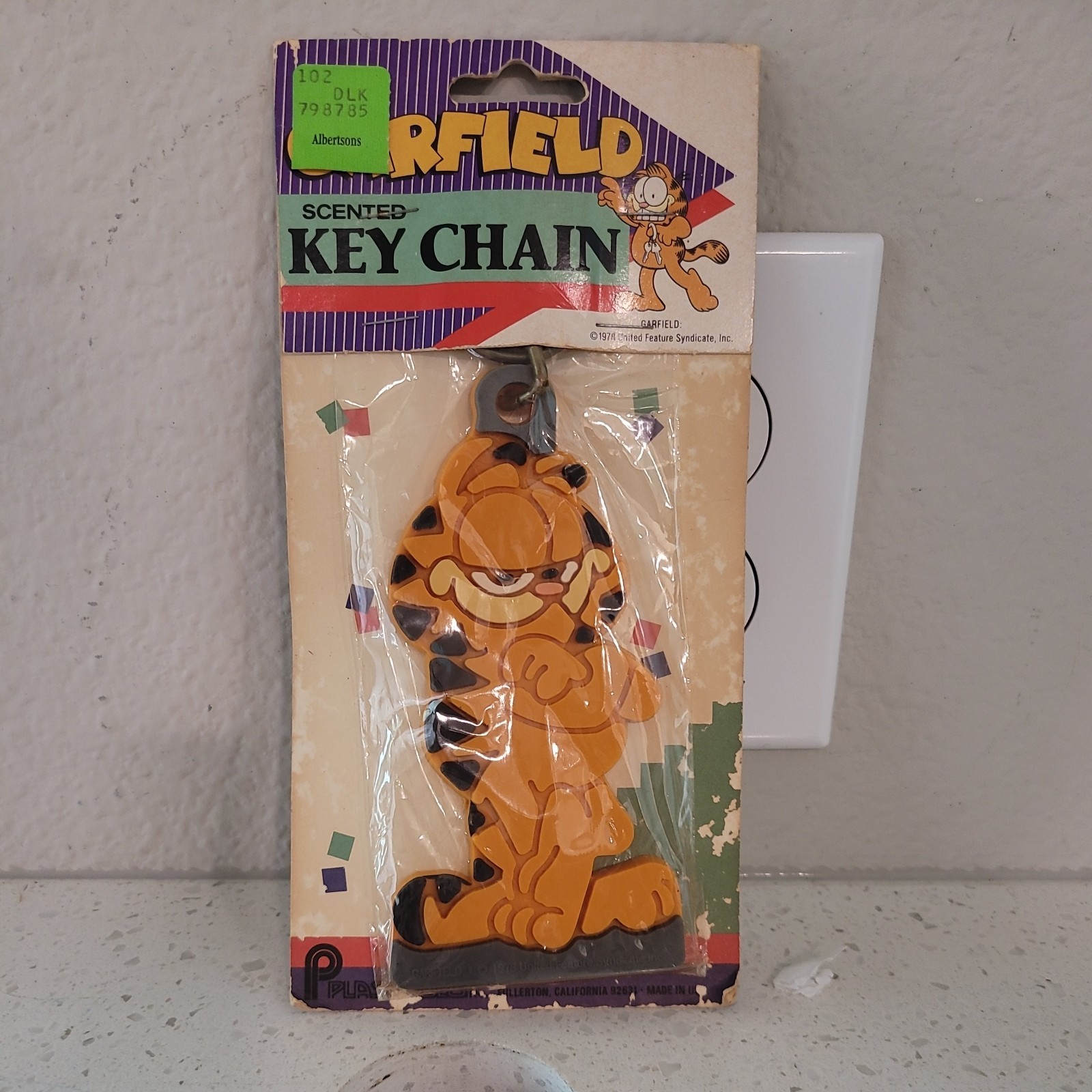 1978 GARFIELD KEY CHAIN RUBBER VINTAGE NOS NIP CARTOON CHARACTER CAT RETRO