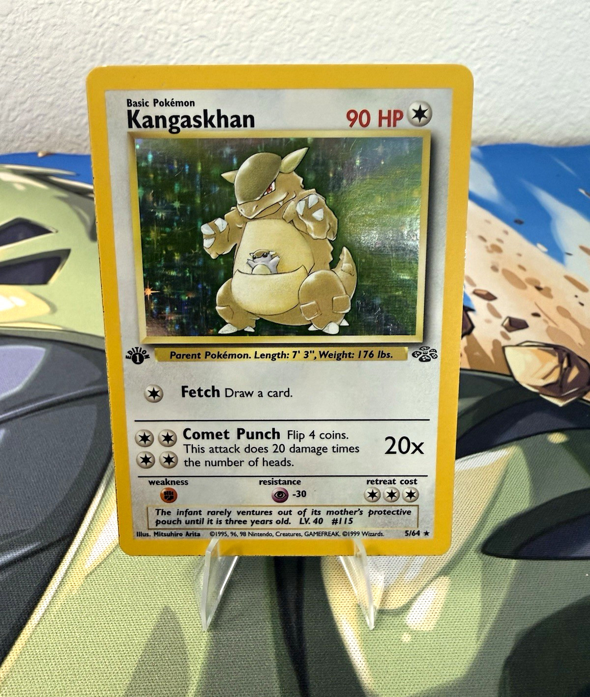 Pokémon 1st Edition 1999 Jungle Kangaskhan Holo 5/64 English Wizards Arita